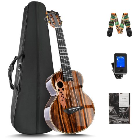 Caramel CAG64 Glossy White Curly Maple 23″ Concert Ukulele for Beginner