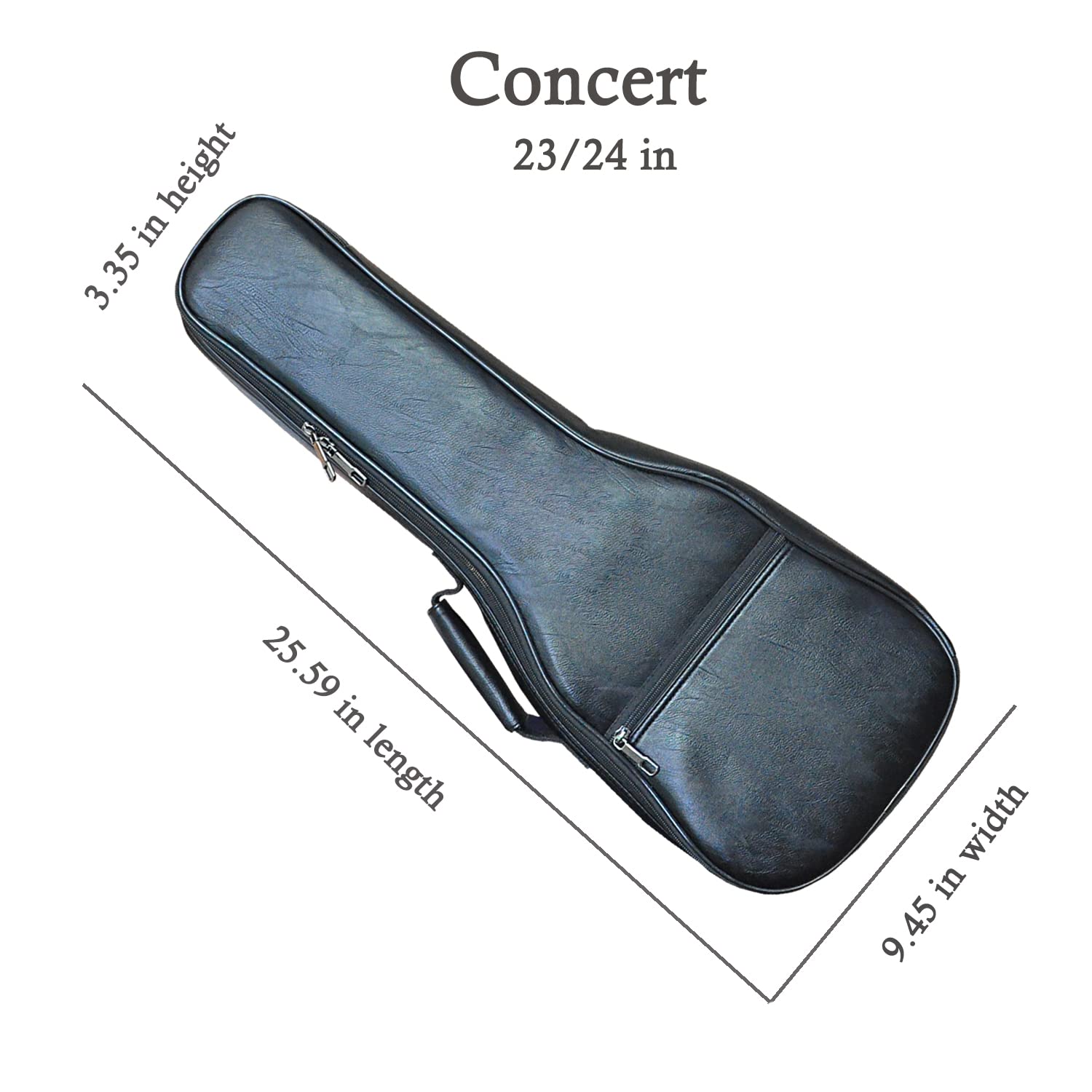Farcaya Ukulele Case Bag Concert Gig 0.5in 12MM Pad(Black 23/24 Uke Case)