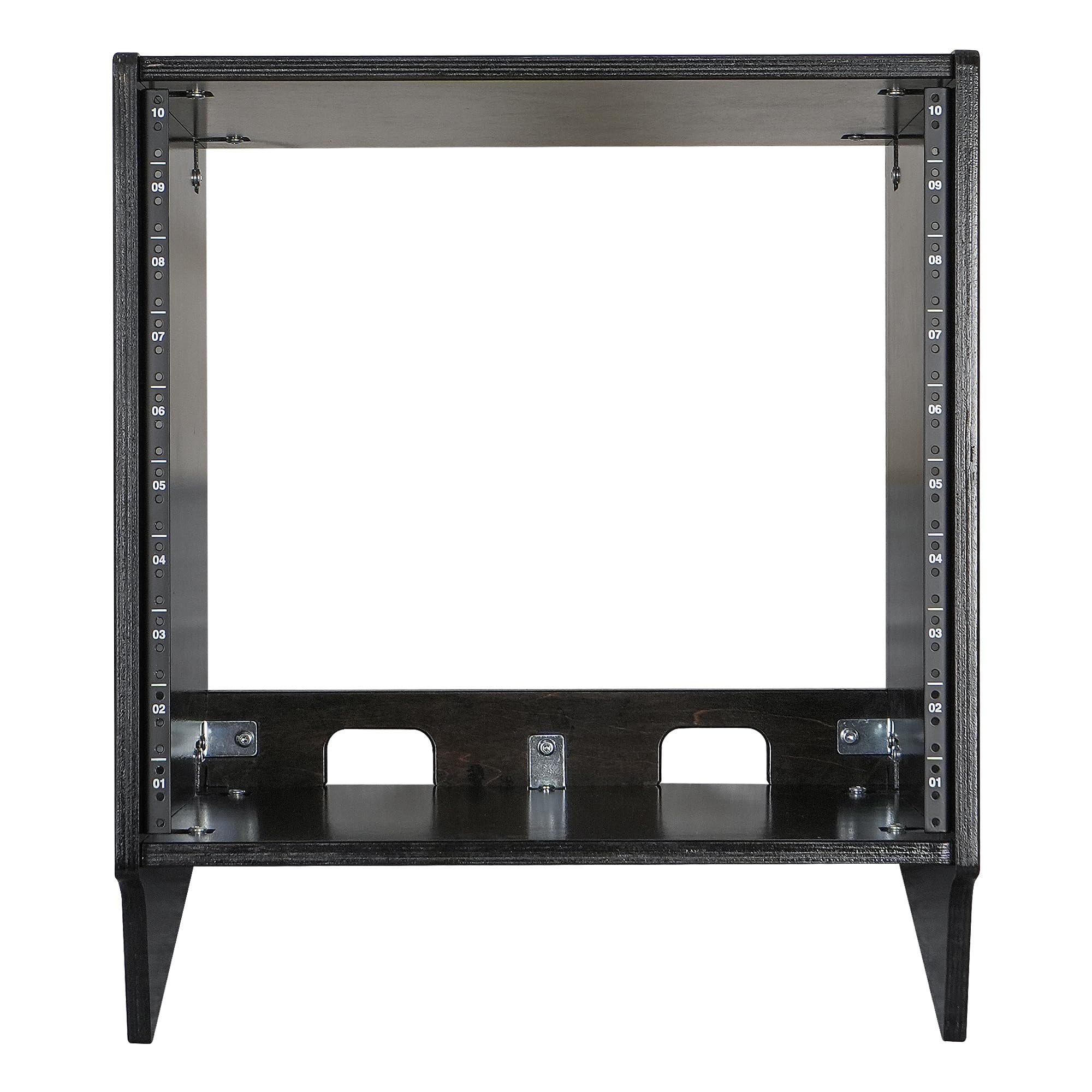Sound Town DIY 10U Slanted Desktop Turret Studio Rack for Home Studio and Recording Room, Baltic Birch Plywood, Black Espresso (SDRK-10SLD)