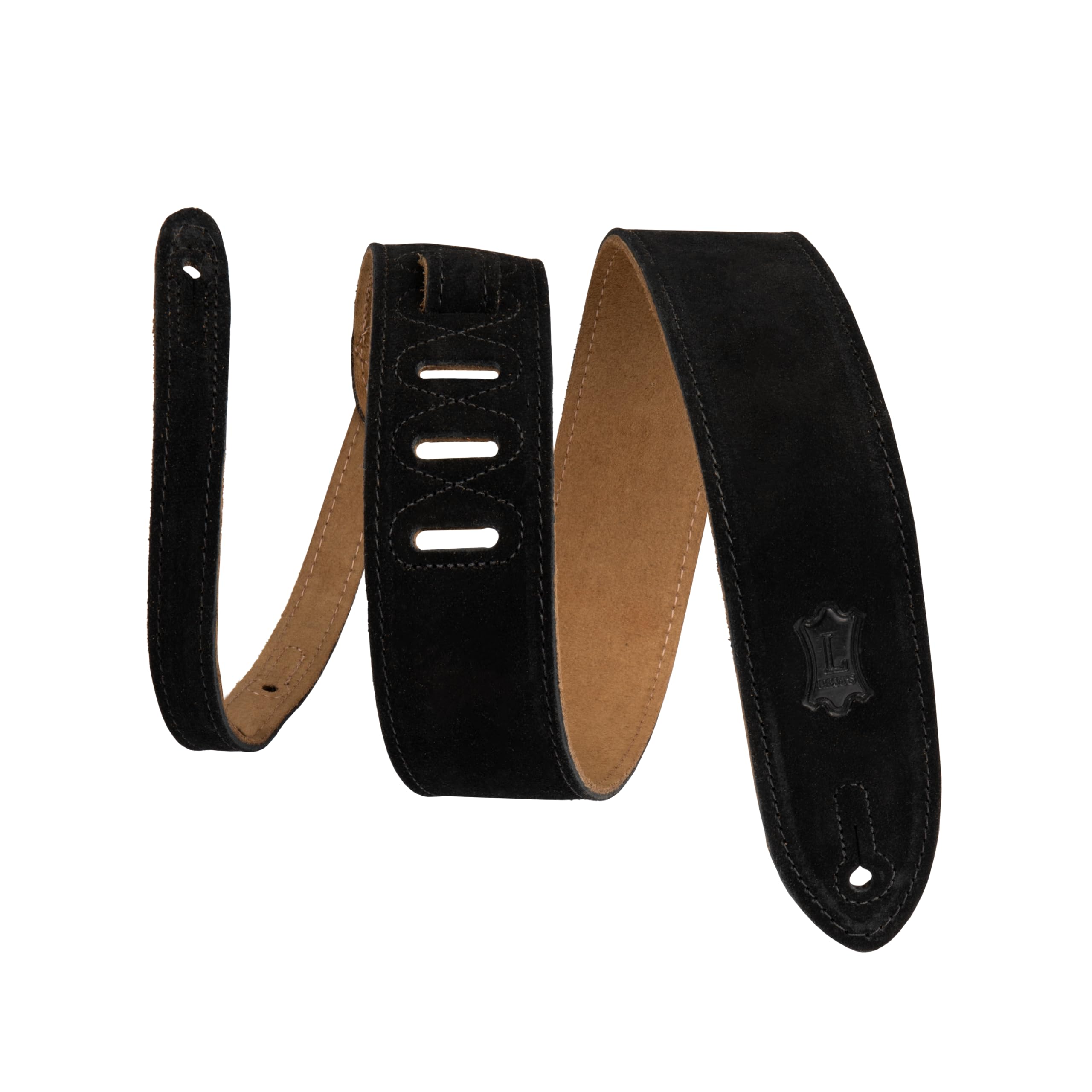 Levy’s Leathers Simply Suede Series 2″ Guitar Strap with Loop and Ladder Height Adjustment, Black (MS12-BLK)
