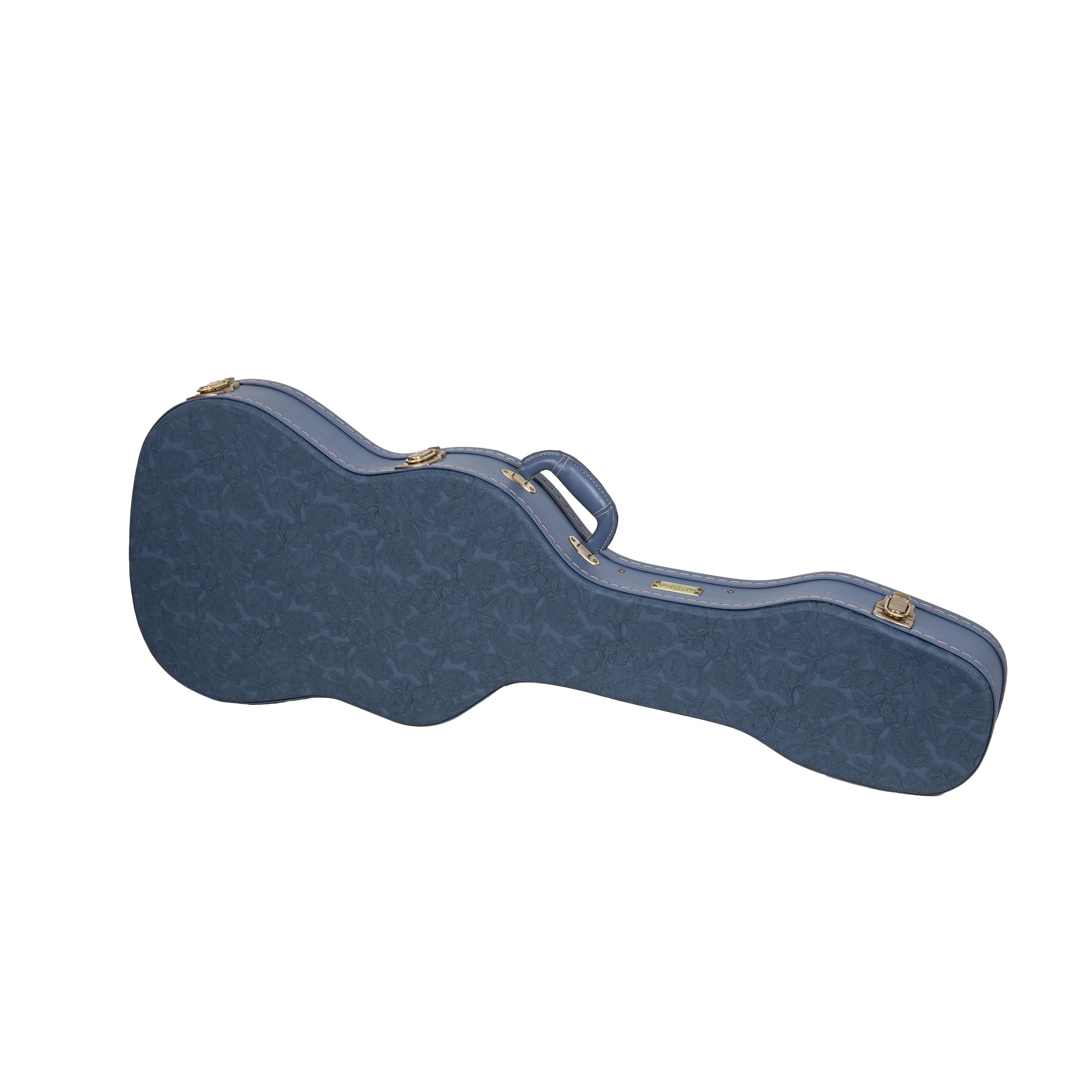 Crossrock Relief Series Electric Guitar Case for Telecaster & Stratocaster Style | Carved Smoke Blue Finish, Monochrome Blue Velvet Interior, Lock (CRW630STSB)