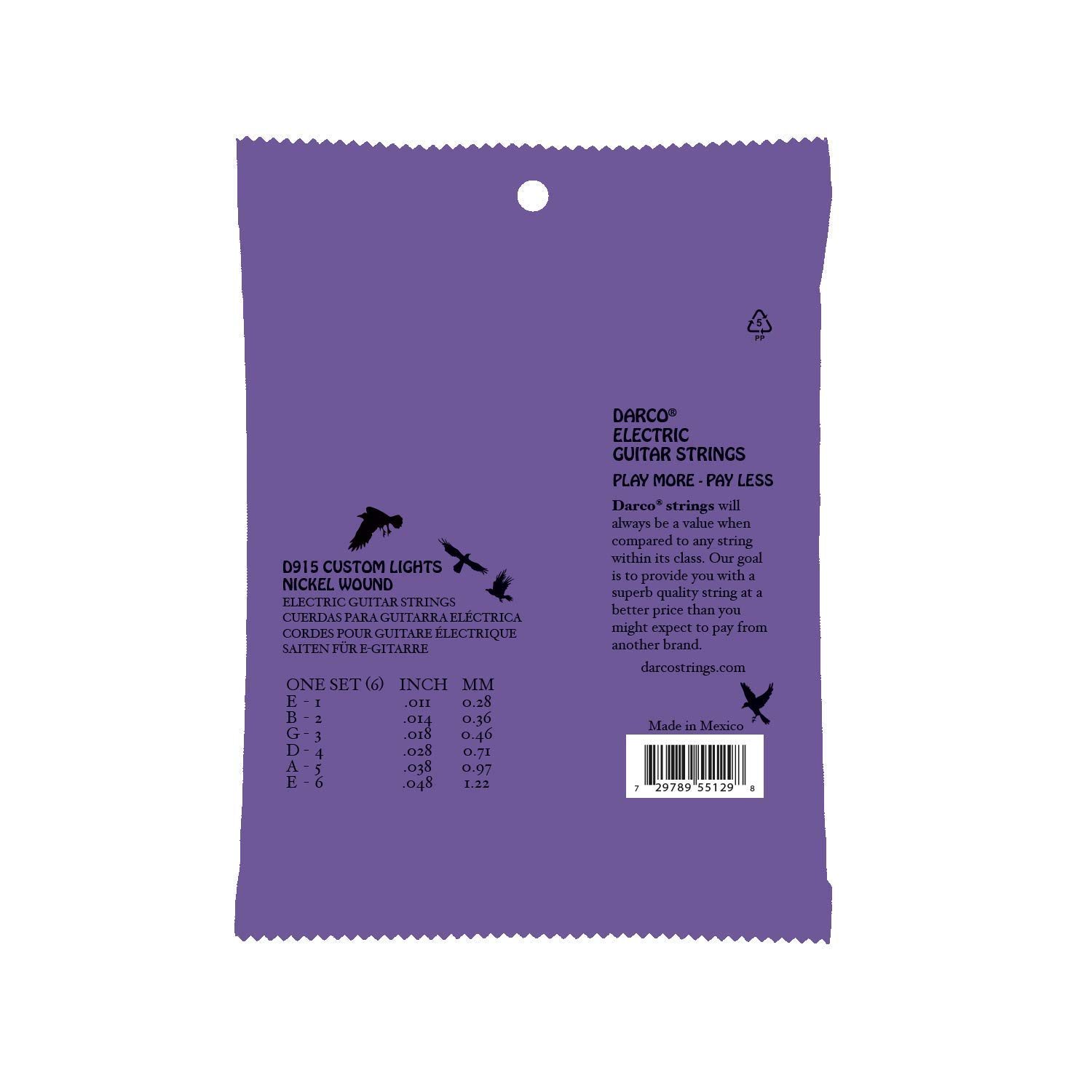 Darco Electric Guitar Strings, Custom Light .011-.049 (D915)