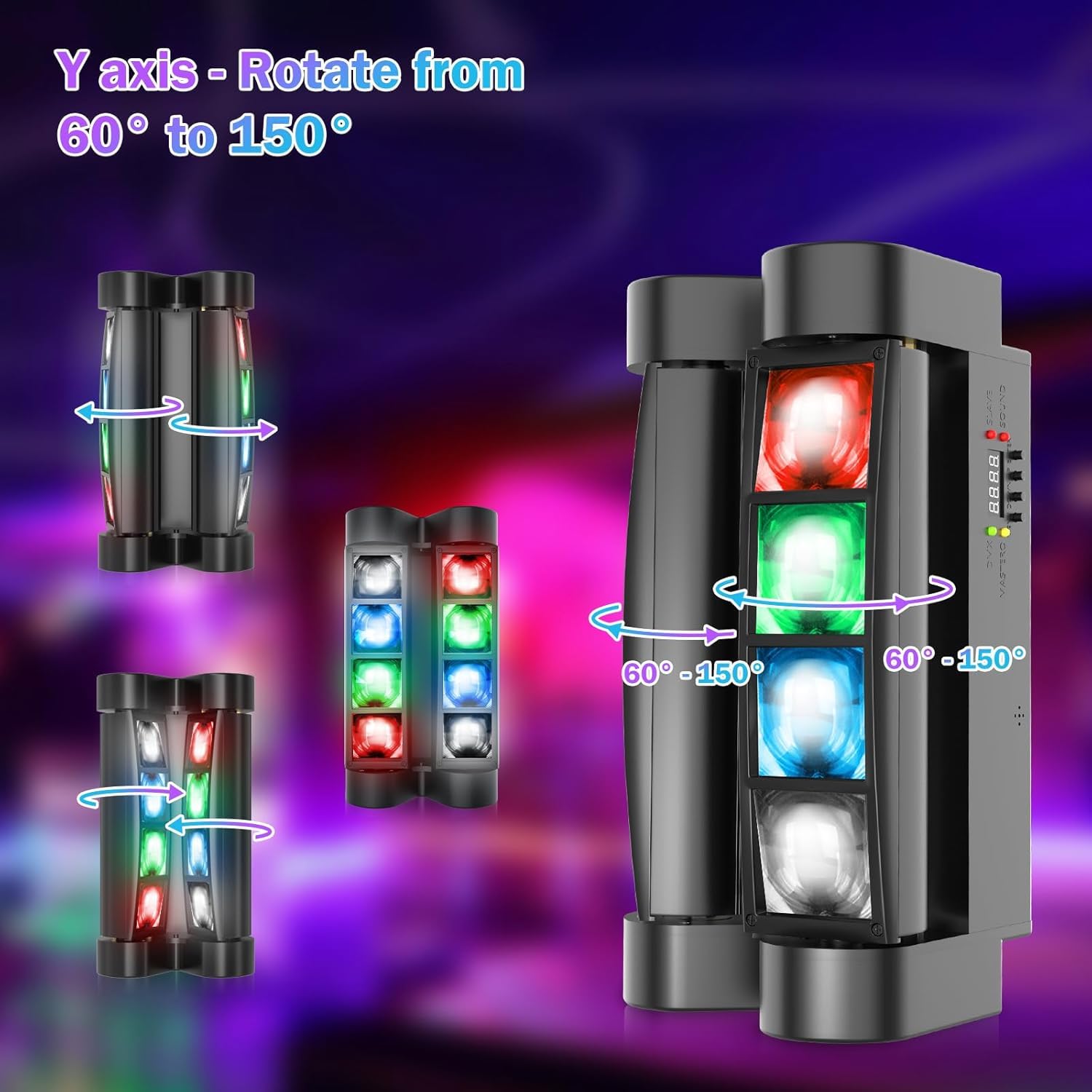 Betopper 8x3W Spider Moving Head DJ Light,RGBW Stage Disco Light-2 Packs