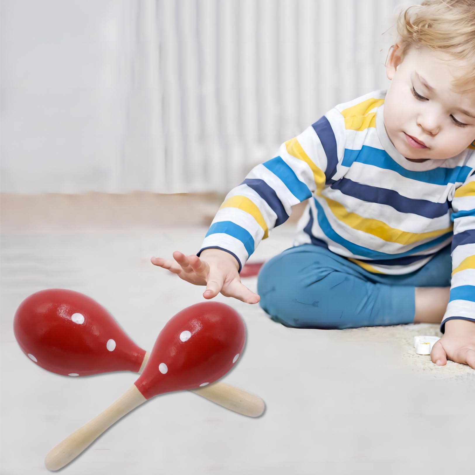 Cheerock 2-Pack Wooden Maracas Set for Rhythm and Latin Percussion