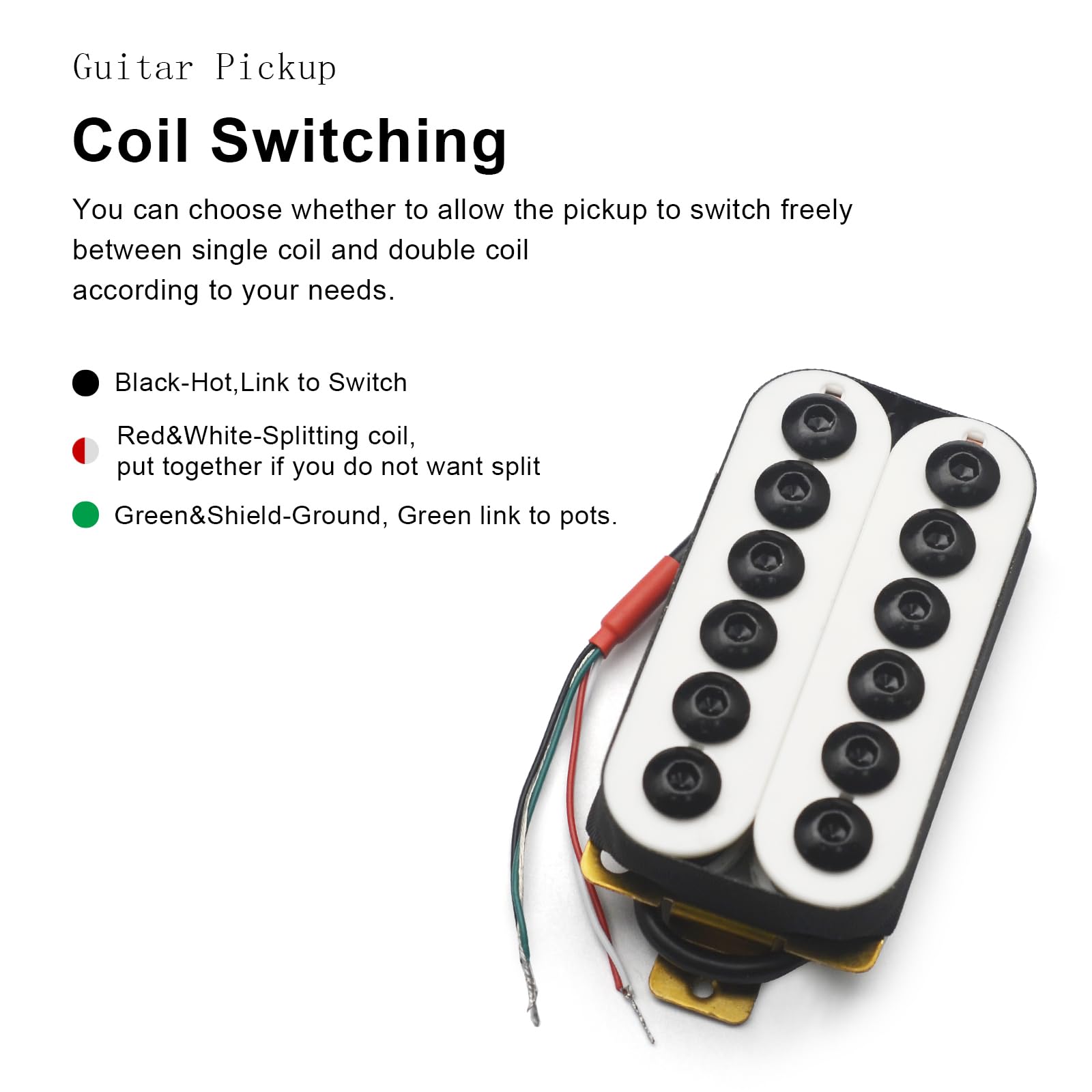 SAPHUE Adjustable Metal Double Coil Electric Guitar Pickups Humbucker Punk Neck/Bridge Pickup (White)