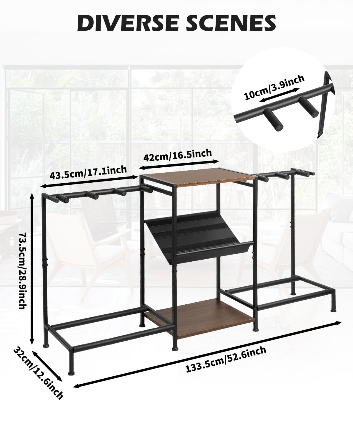 STRICH Guitar Stand – Multiple Guitar Rack with Pedals Organizer for Acoustic, Electric, Bass, Amp Accessories – Display Stand for Home Studio Music Room SMT-40