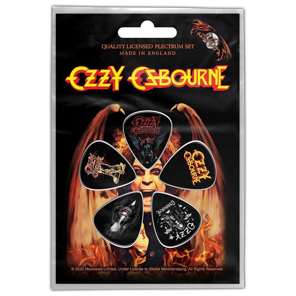 Ozzy Osbourne Guitar Picks Ordinary Man Official Black 5 Pack Plectrum Size One Size