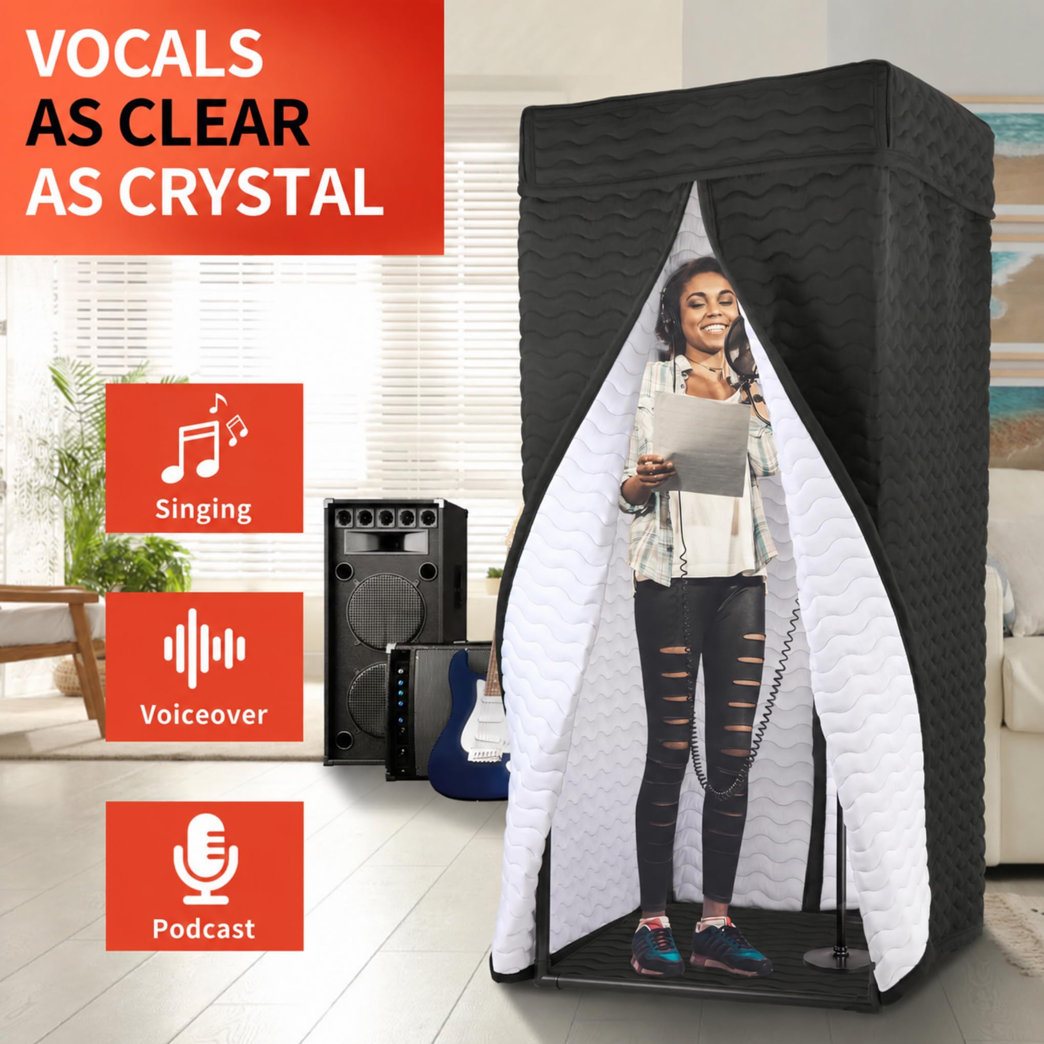Voctent Portable Vocal Booth for Recording, Sound Booth for Home Studio