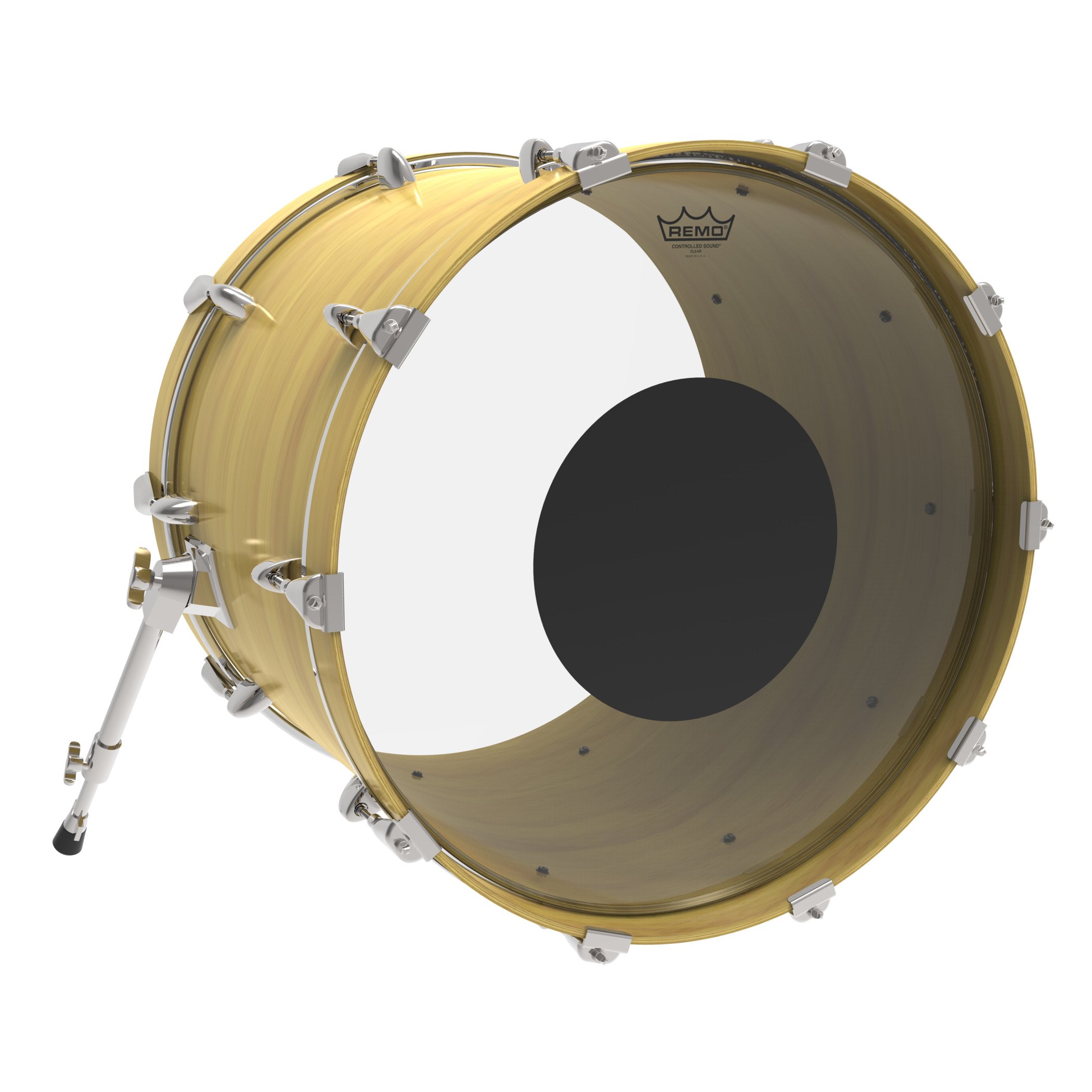 Remo CS-1318-10 18-Inch Controlled Sound Bass Drum Head, Black Dot On Top, Clear