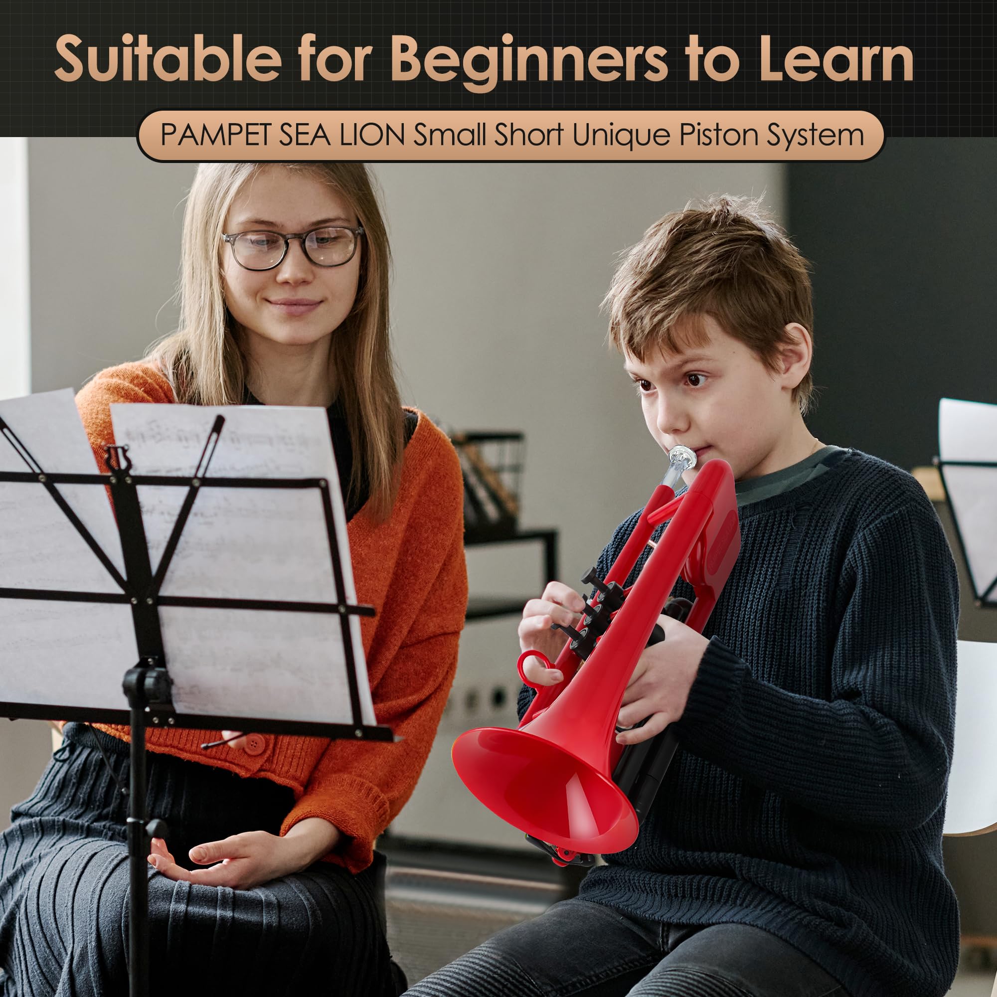PAMPET SEA LION Plastic Bb Trumpet for Advanced Student Beginner Red