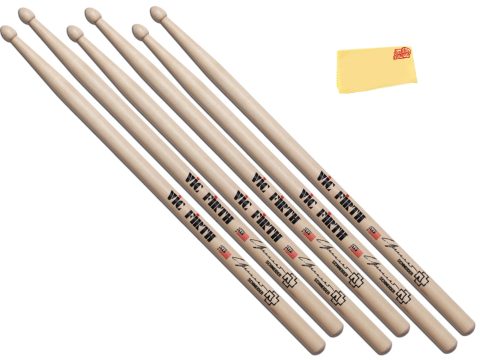 Vic Firth SCS Signature Series Christoph Schneider Drumsticks – 6-Pack Bundle with Austin Bazaar Polishing Cloth