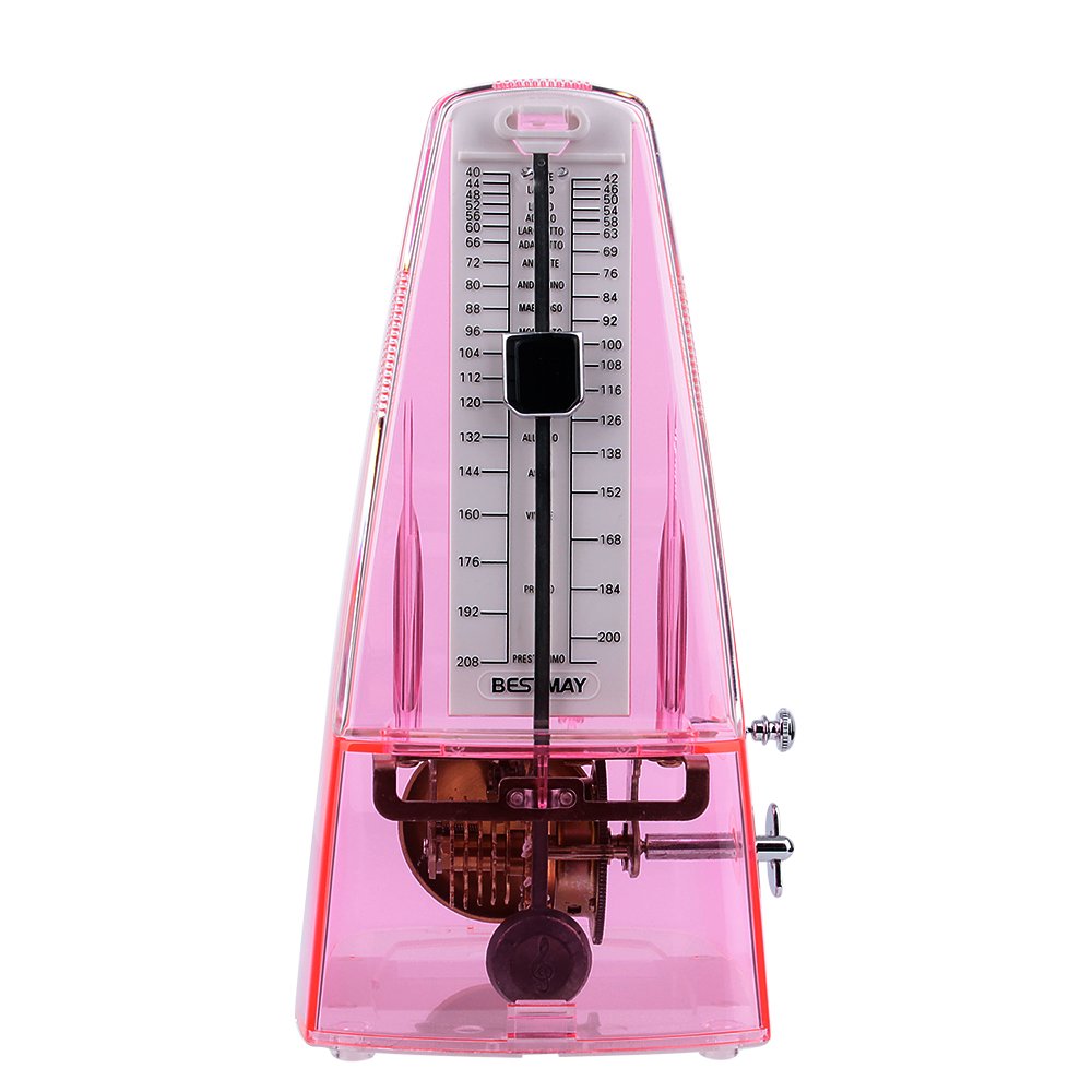 High Accuracy Mechanical Metronome with Audible Click and Bell Ring (Transparent Pink)