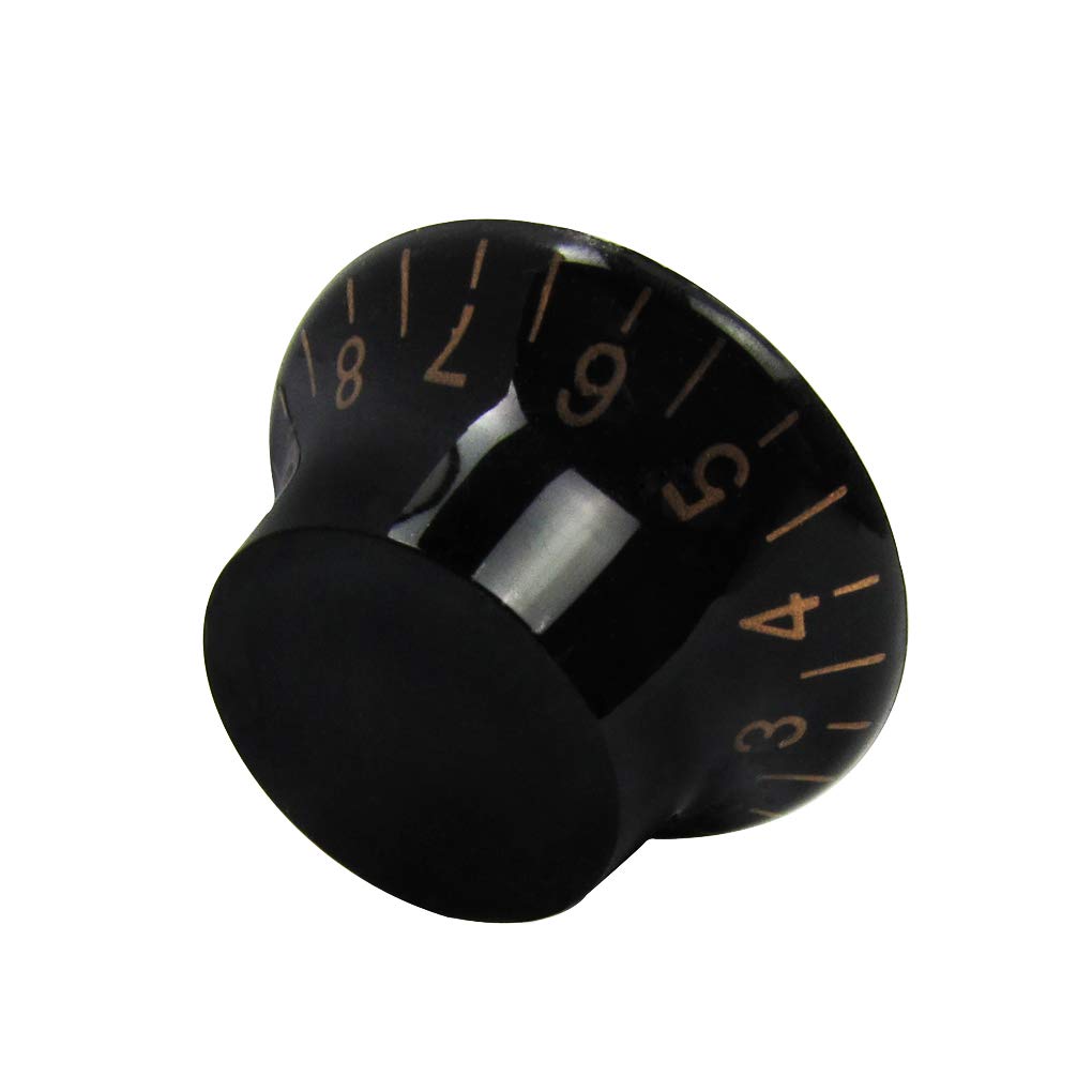 FLEOR 4pcs LP Guitar Top Hat Knobs 18 Splines Speed Control Knobs, Black with Golden Scale