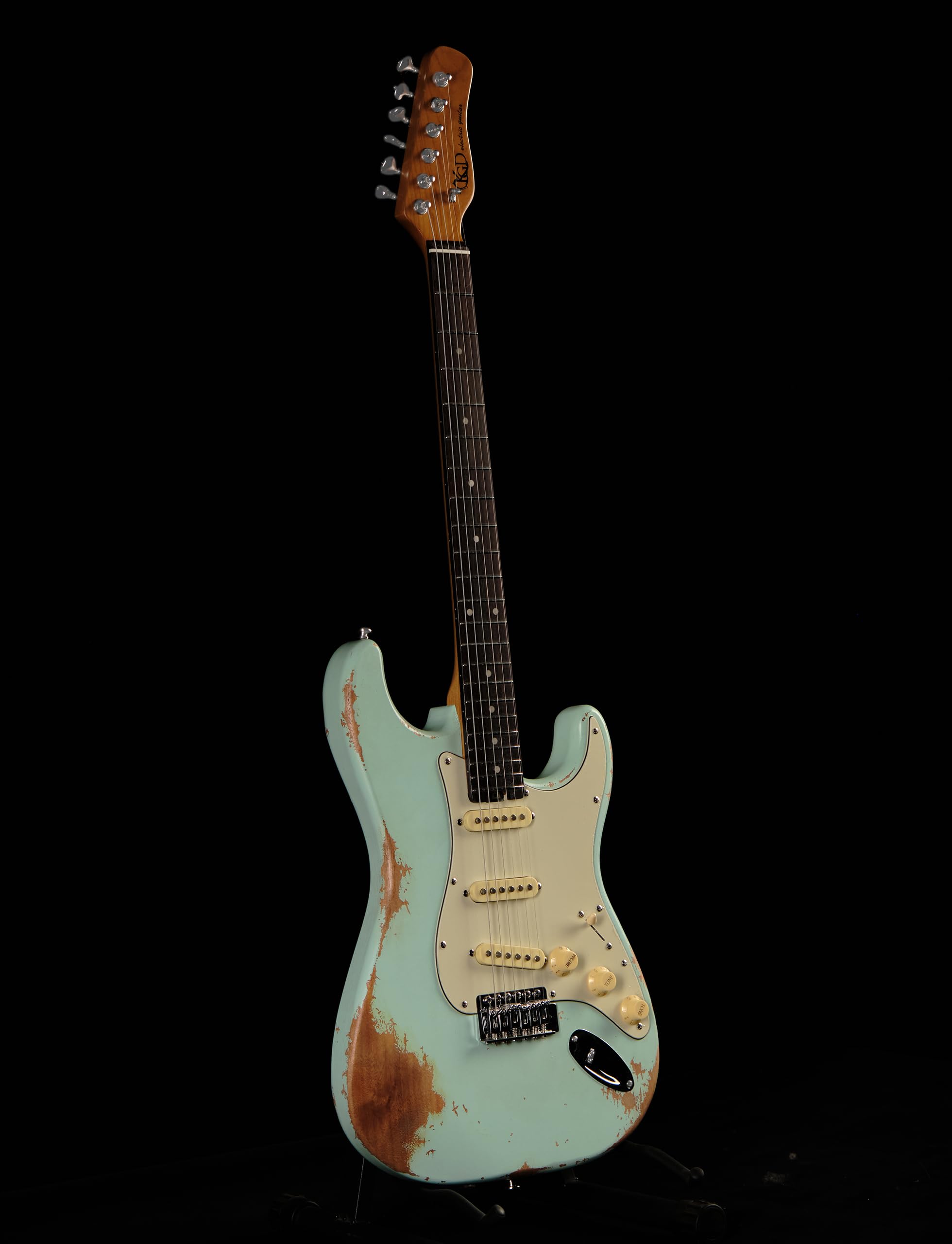 KGD Relic Electric Guitar,Roasted Maple Neck and Rosewood fingerboard,Bone Nut,6-String Relic Guitar,Professional/Full Size/Electric Guitars for Adults (Surf Green)
