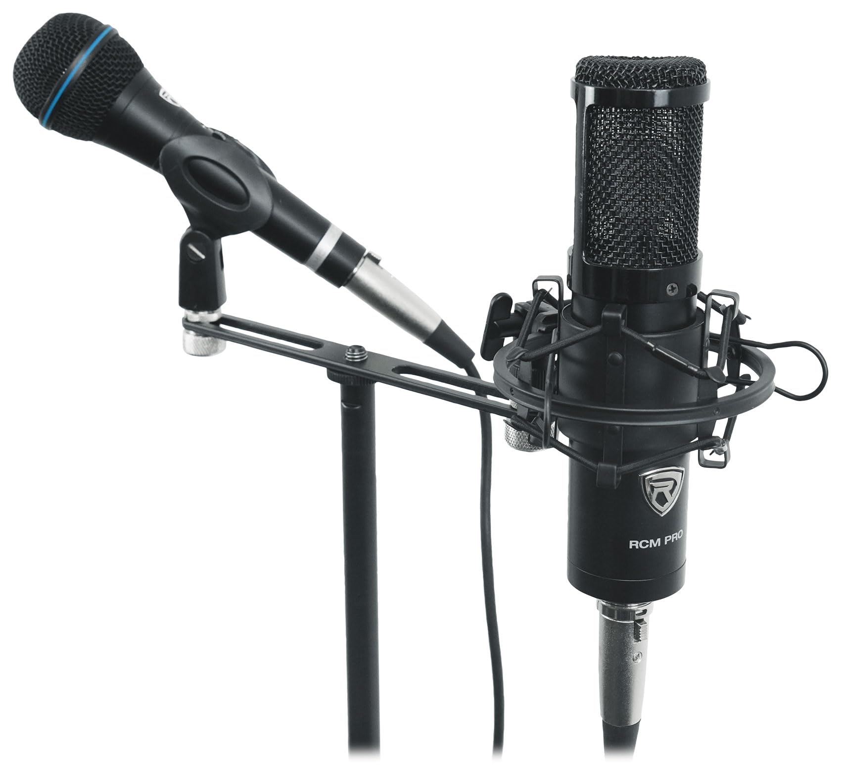 Rockville ACC-DM 1-to-2 Dual Mic Stand Adapter Bar, 5/8″ and 3/8″ Threading
