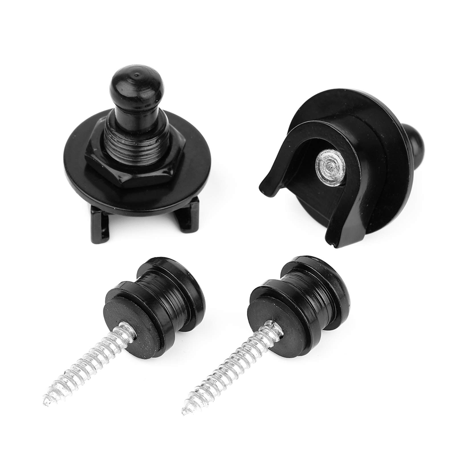 Eison Guitar Strap Locks and Buttons Security Quick Release Straplocks Strap Retainer System Nickel (2 Pieces Pack) (black strap)