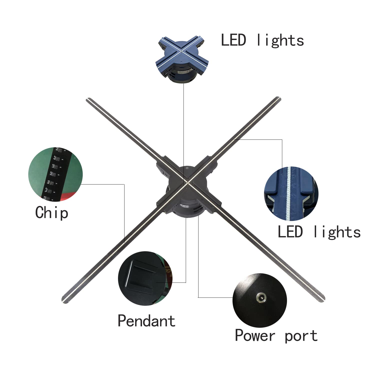 Missyou 3DHologramFan Display Projector,22“ Christmas tree with Bluetooth, Versatile Picture Fan Spinner for Shops, Bars, Casinos – Holographic Fan Projector with Halloween Video