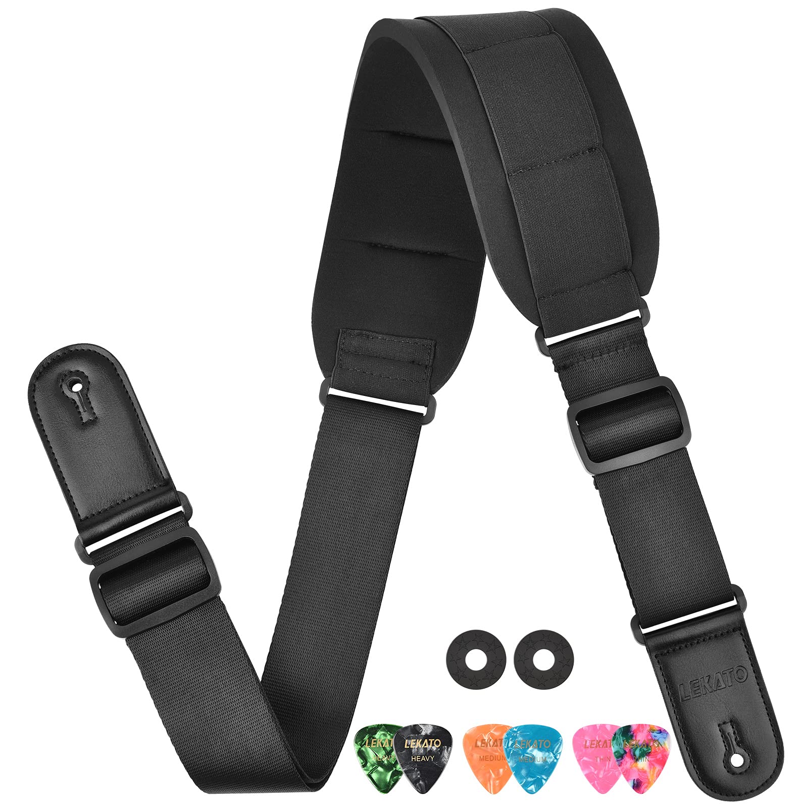 LEKATO Bass Guitar Strap 3.3″ Wide Padded Guitar Strap for Electric Guitar