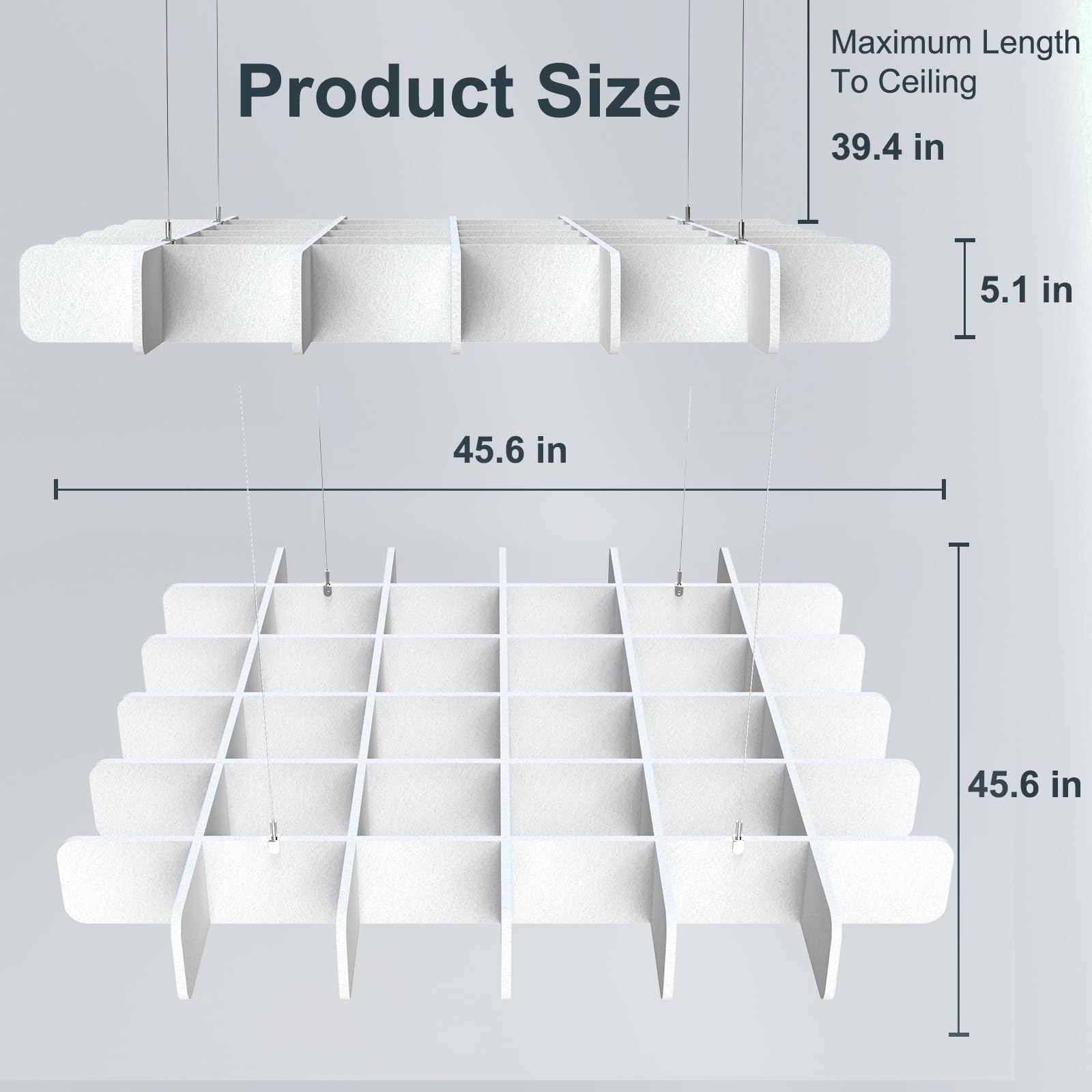 Acoustic Ceiling Panels Sound Absorbing Panels, Square White