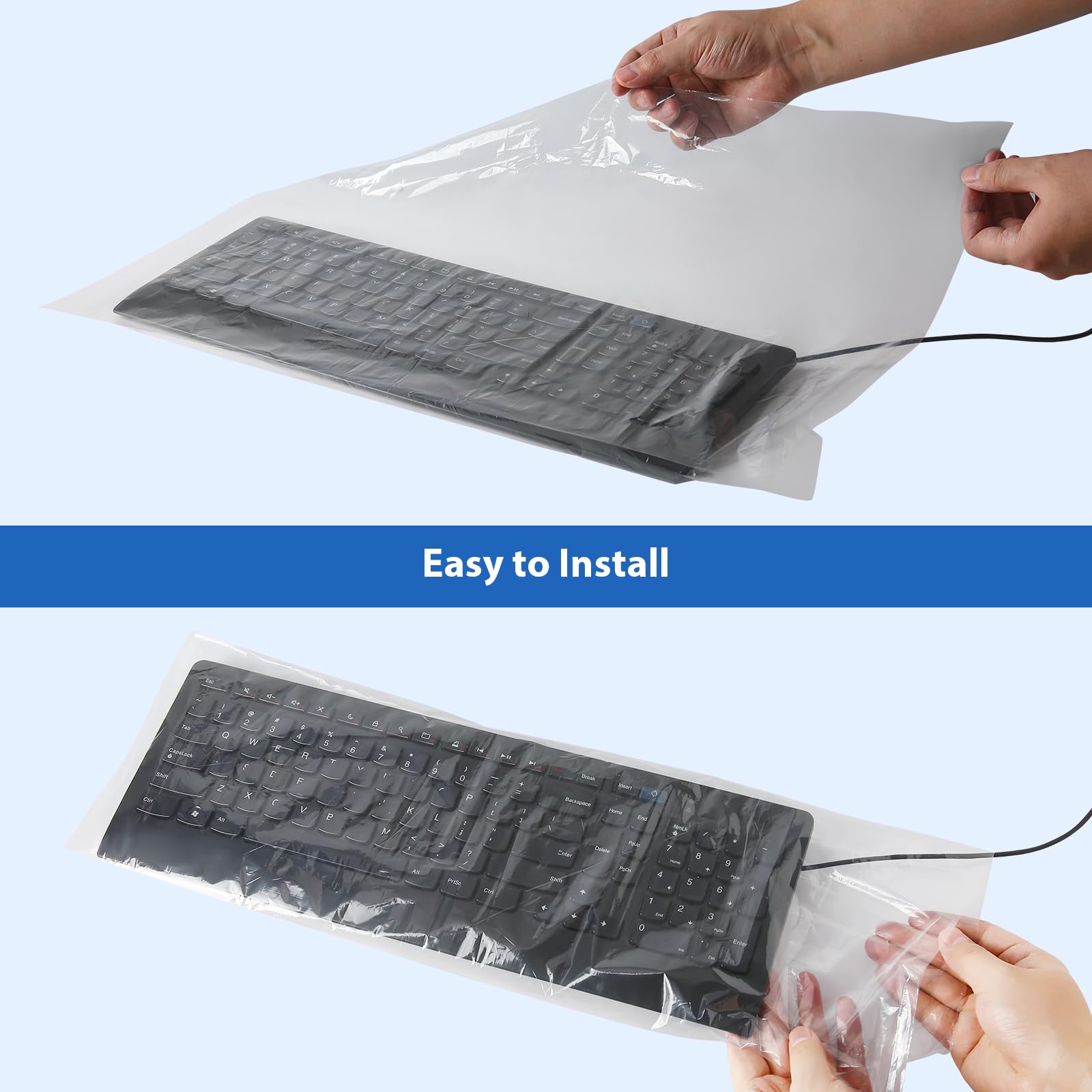 JMU 250 Pcs Disposable Universal Keyboard Sleeves, 22″x13.78″, Waterproof