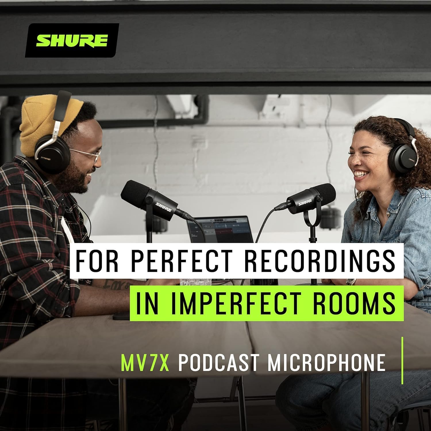 Shure MV7X XLR Podcast Microphone with XLR Cable – Dynamic Mic for Podcasting & Vocal Recording, Voice-Isolating Technology, All Metal Construction, Mic Stand Compatible, Optimized Frequency – Black