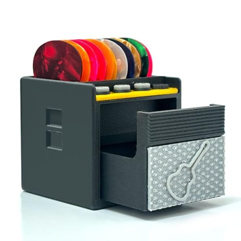 Guitar Pick Holder with Hidden Drawer, Guitar Gift for Dad & Music Lovers