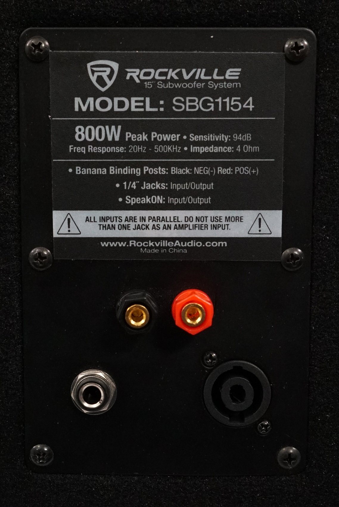 Rockville SBG1154 15″ Passive Pro DJ Subwoofer, 4 Ohm, MDF, Pole Mount