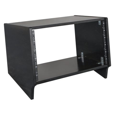 Sound Town DIY 6U Slanted Desktop Turret Studio Rack for Home Studio and Recording Room, Baltic Birch Plywood, Black Espresso (SDRK-6SLD)