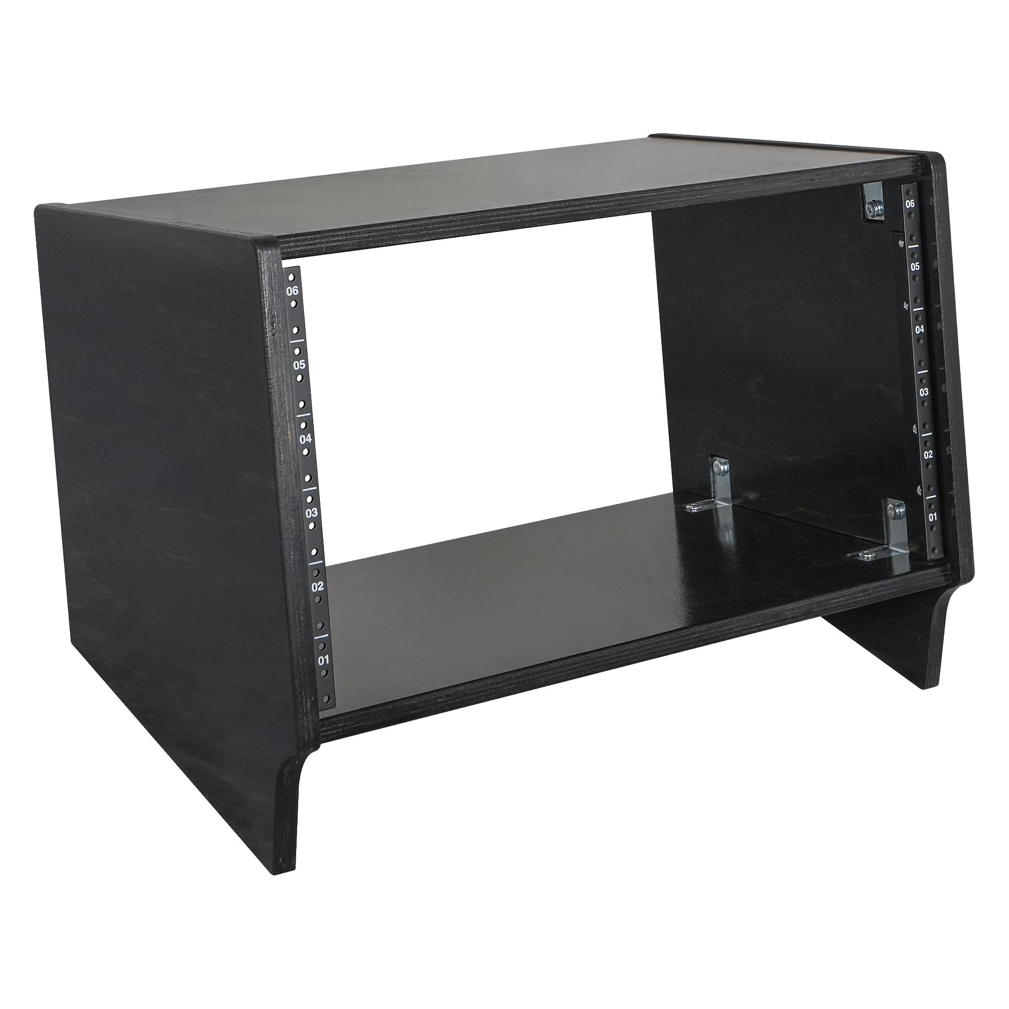 Sound Town DIY 6U Slanted Desktop Turret Studio Rack for Home Studio and Recording Room, Baltic Birch Plywood, Black Espresso (SDRK-6SLD)