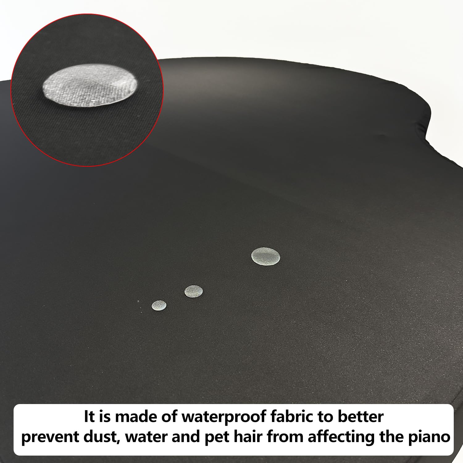 DEEP DEER Waterproof Dustproof Elastic Grand Piano Cover – Minimalist All-Black – with Elastic Drawstring – Fits Petite Grand & Baby/ Medium/Parlor Grand Pianos (L-FOR Parlor Grand Piano)