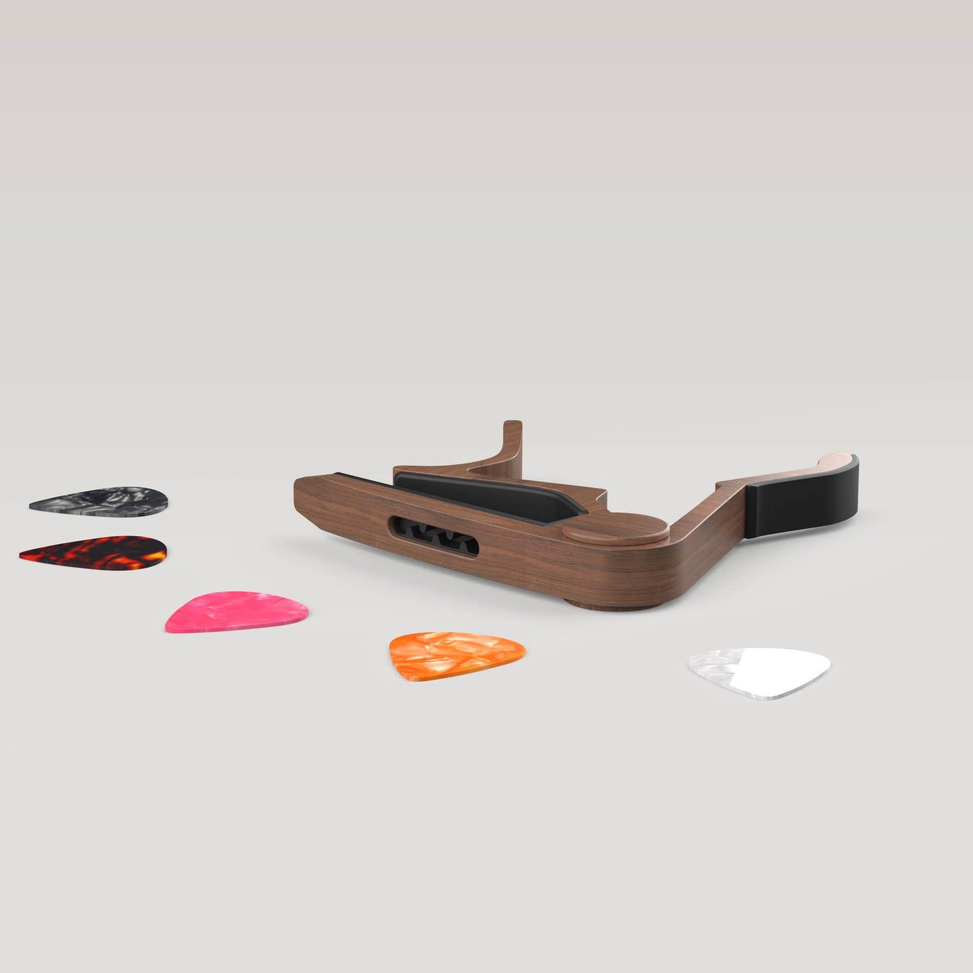 Capo, Guitar Capo with Pick Holder and 5 Picks, Guitar Clamp, Guitar Kapo, Capo for Acoustic & Electric Guitar, Ukulele, Banjo, Mandolin (Black & Rosewood)
