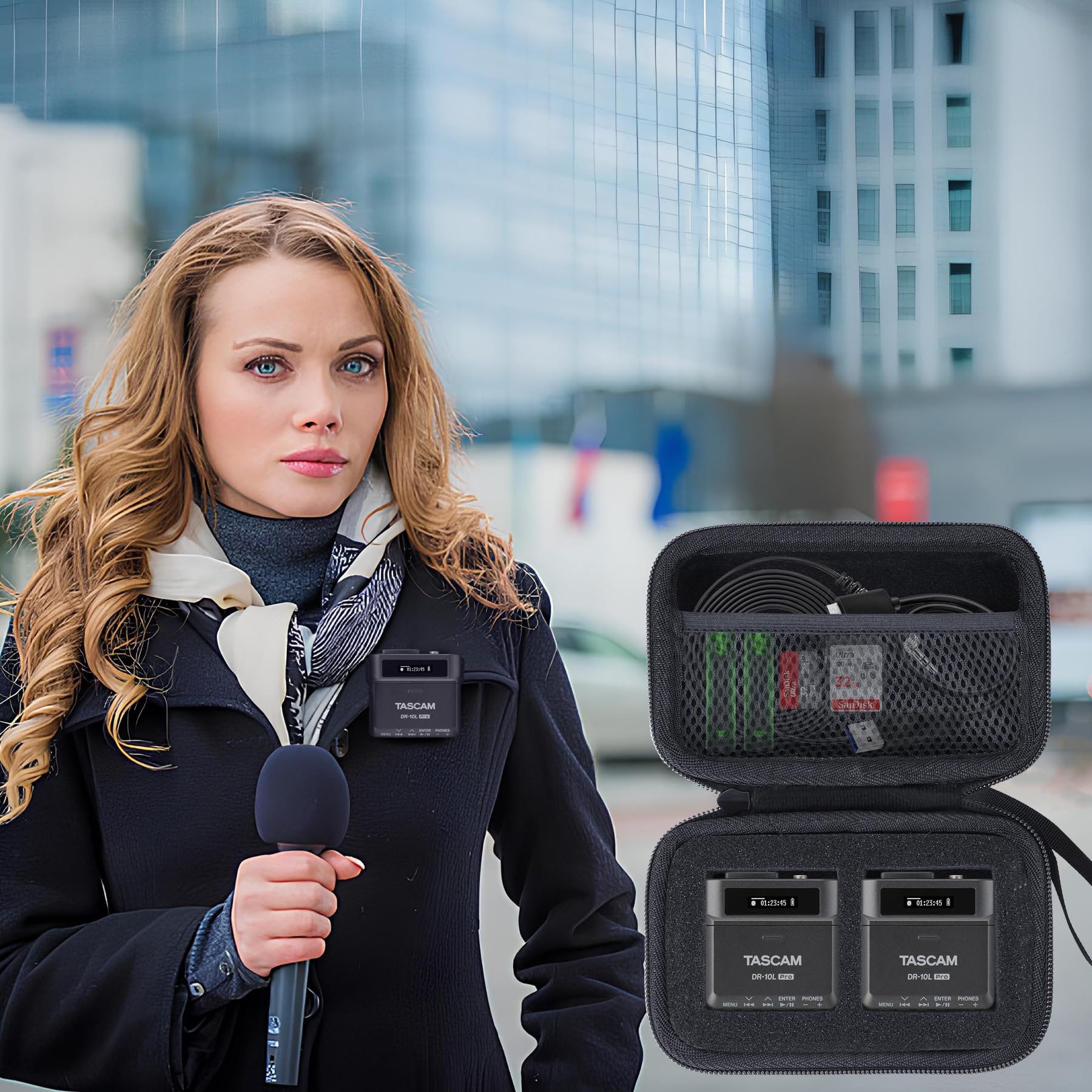 Lebakort Storage Case Compatible with TASCAM DR-10L / DR-10L Pro Ultra Portable Personal Recorder Lavalier Microphone
