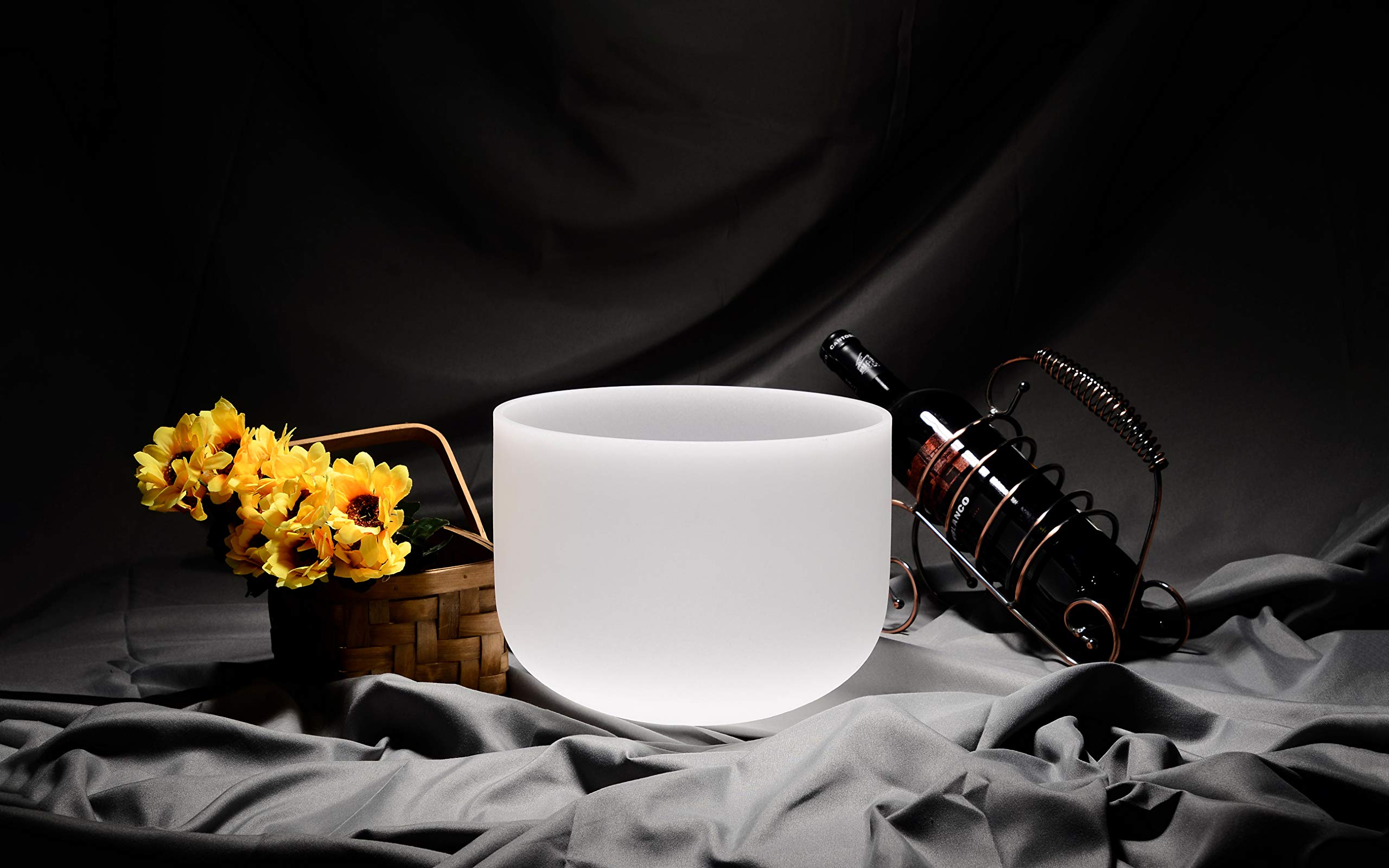 TOPFUND 440Hz C Note Crystal Singing Bowl 12 inch Root Chakra with Heavy Duty Carrying Case and Suede Mallet