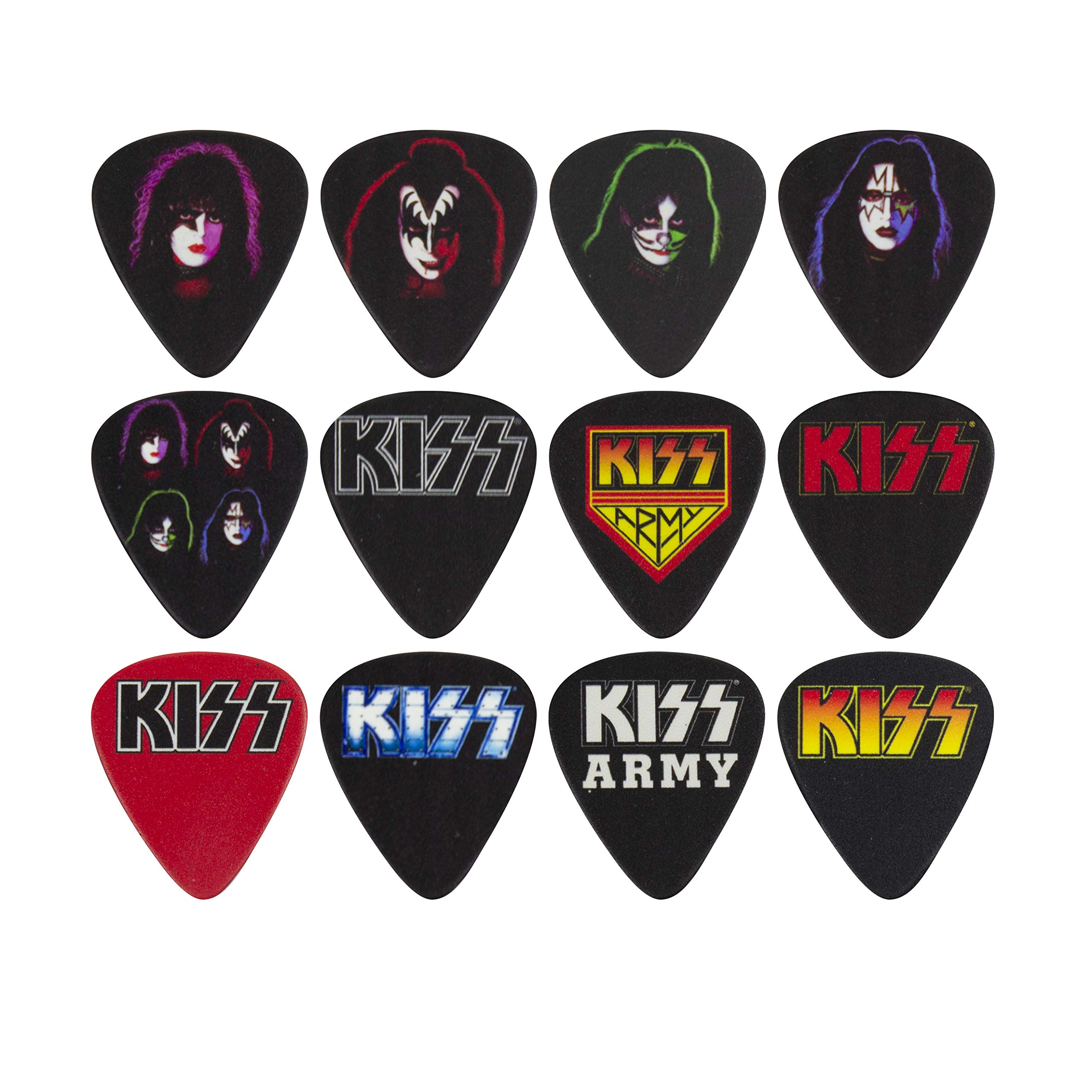 Perri’s Leathers Ltd. – Guitar Picks – Celluloid – KISS – Official Licensed Product – Assorted Designs – Medium 0.71mm – 12 Pack – For Acoustic/Bass/Electric Guitars – Made in Canada (LP12-KISS1)