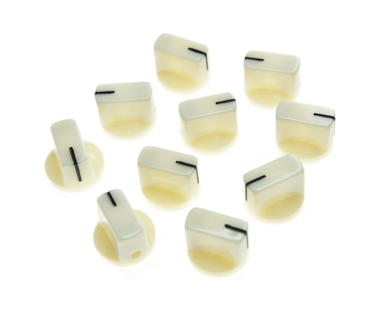 KAISH 10pcs Guitar AMP Effect Pedal Knobs Pointer Knob with Set Screw White