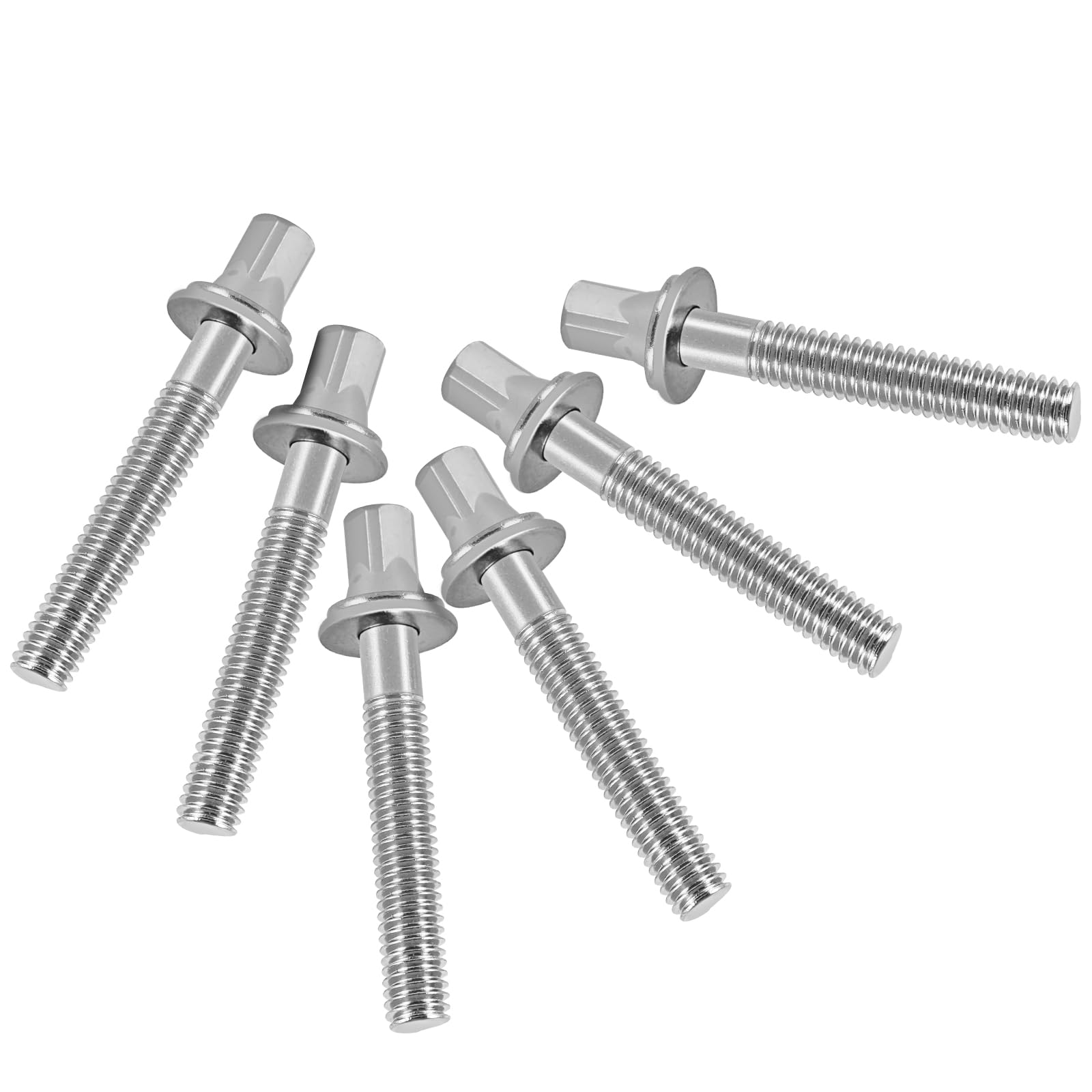EASTROCK Drum Tension Rods Drum Screw 6 Pack M5X70 mm Percussion Replacement Accessory Drum Kit Screws (Silver)