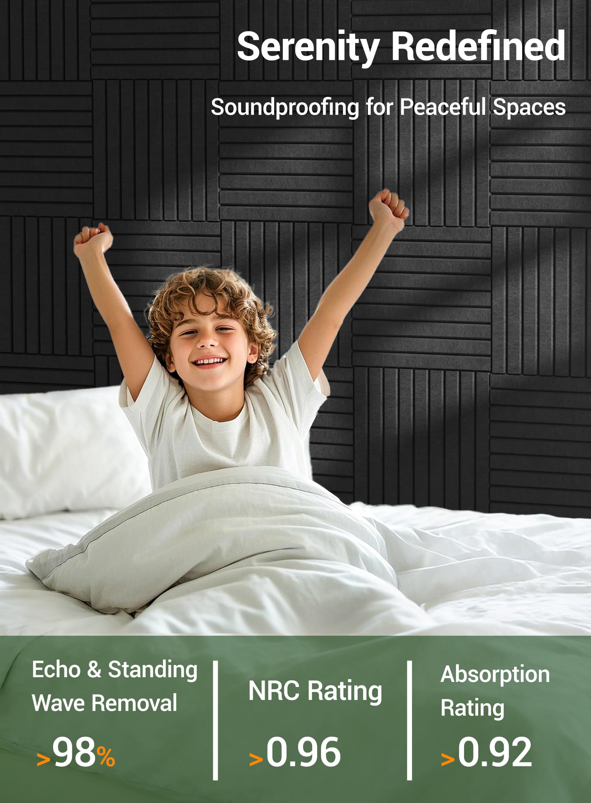Waister Soundproof Wall Panels, 12‑Pack, 0.47 Inch Thick High Density-Black