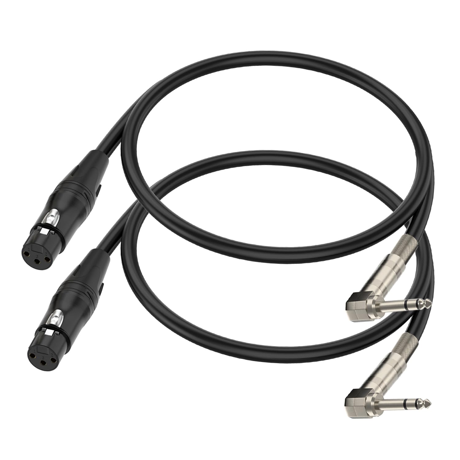 Right Angle 6.35mm TRS to XLR Female,(1.5FT 2Pack) Right Angle 1/4″ TRS to XLR 3Pin Female,for Speakers, Stage, DJ and More