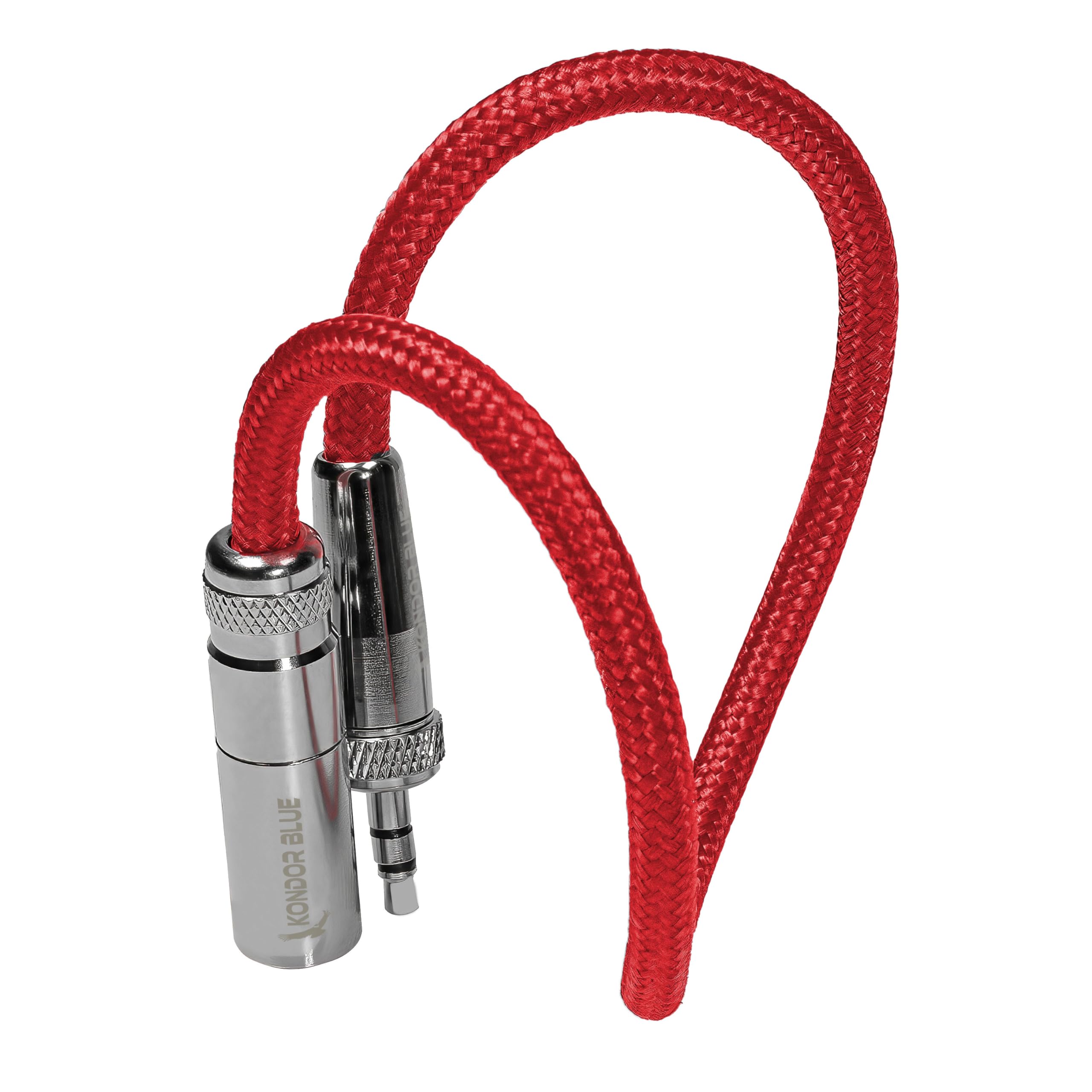 KONDOR BLUE | 12 Inch Mini XLR (TA3) 3-Pin to 3.5mm TRS Locking Adapter Cable | for Compatible Lavalier Mics & Wireless Receivers, Nylon Braided, Reinforced Connectors | Red