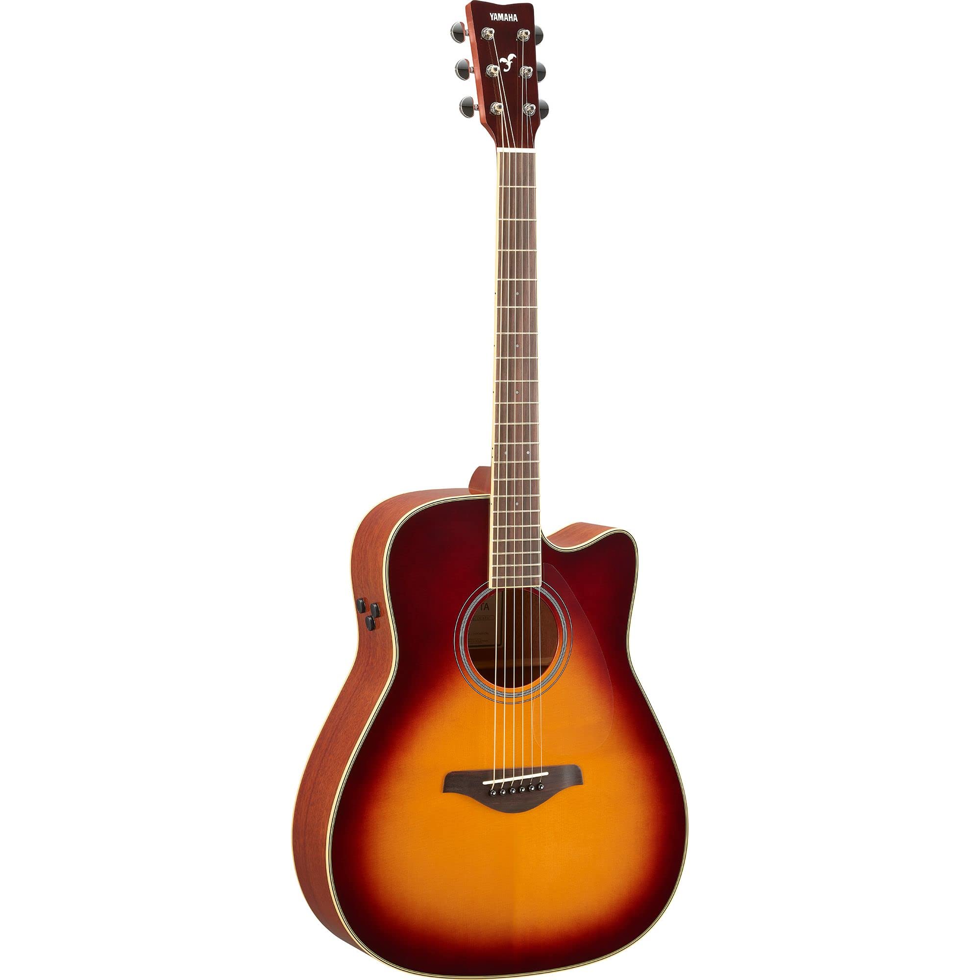 Yamaha FGC-TA BS FGC-TA Dreadnought Cutaway Transacoustic Guitar w/ Chorus and Reverb, Brown Sunburst