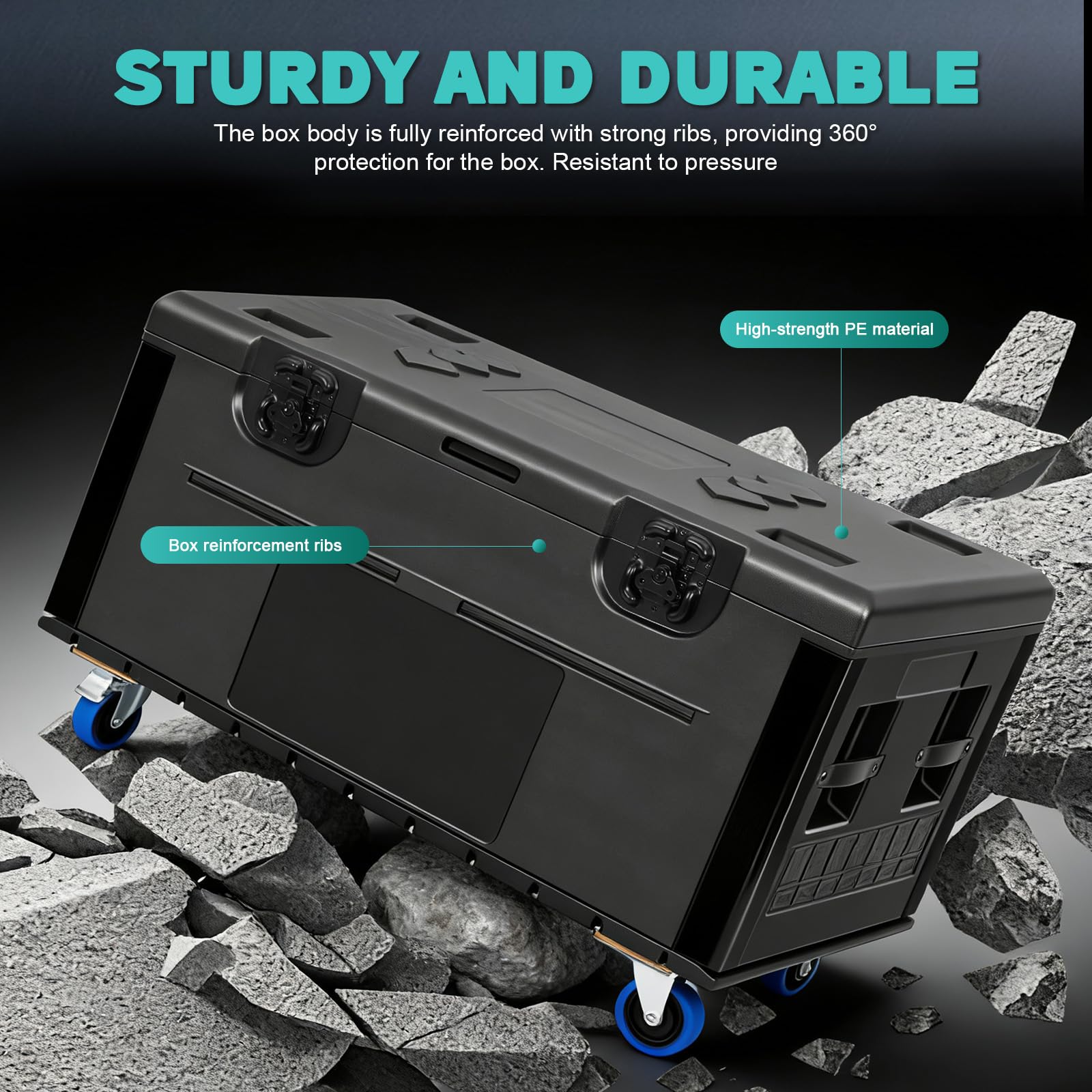 4 PACK Rolling Road Case with Heavy Duty Silent Wheels