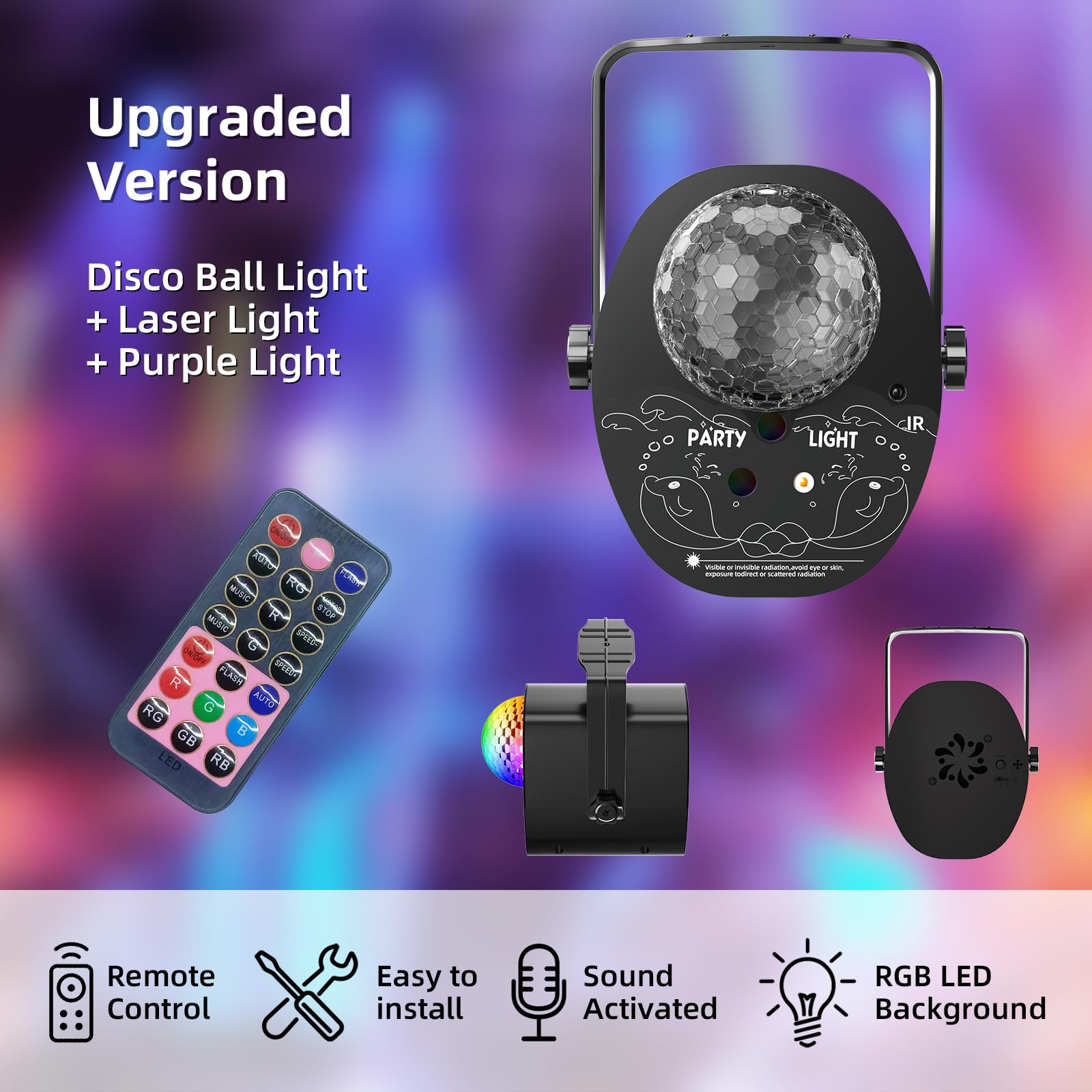 Yiixuyo Disco Ball Multi-Color Laser Pattern Light for Parties