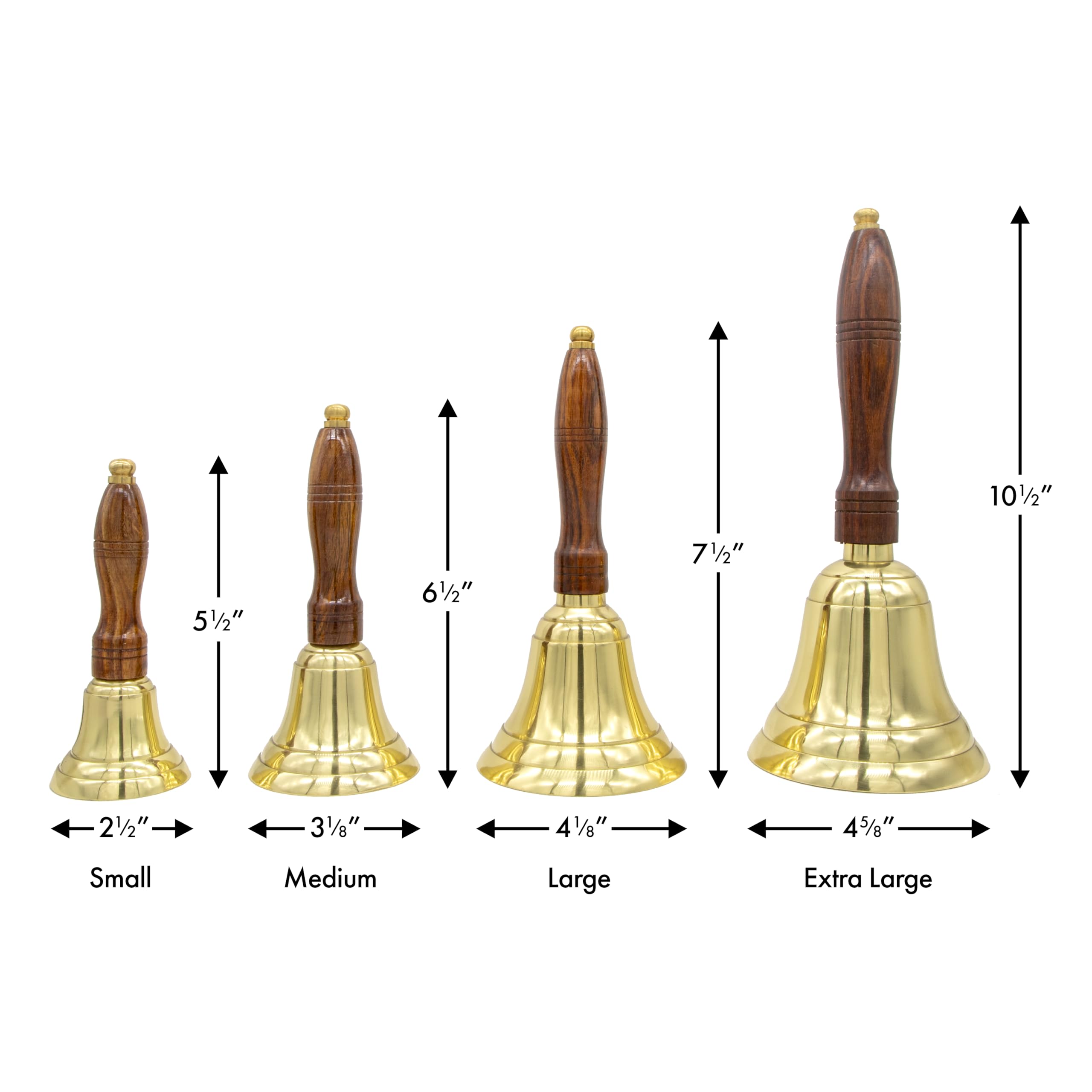 Engravable Solid Brass School Bell and Teacher Handbell (Medium, Blank)