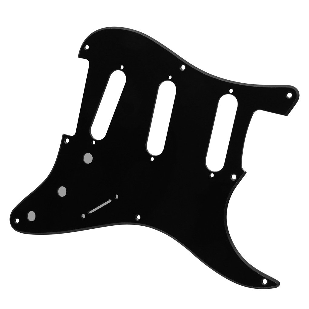 FLEOR SSS 8 Hole Vintage ST Pickguard Guitar Back Plate with Screw for Vintage ST Style Guitar Parts, 1Ply Black