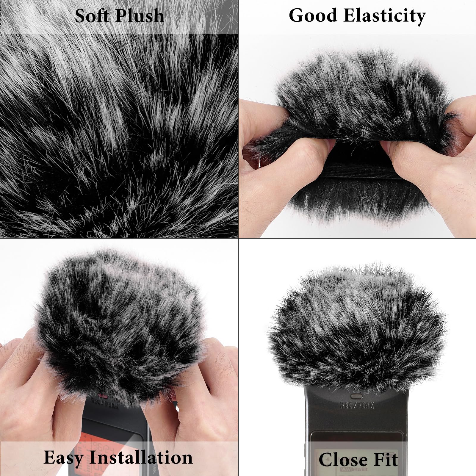 Geekria for Creators Furry Windscreen Compatible with Zoom H1, H1n Handy Recorder, Mic DeadCat Wind Cover Muff, Fluff Cover Windshield, Portable Digital Recorder (Grey / 2 Pack)