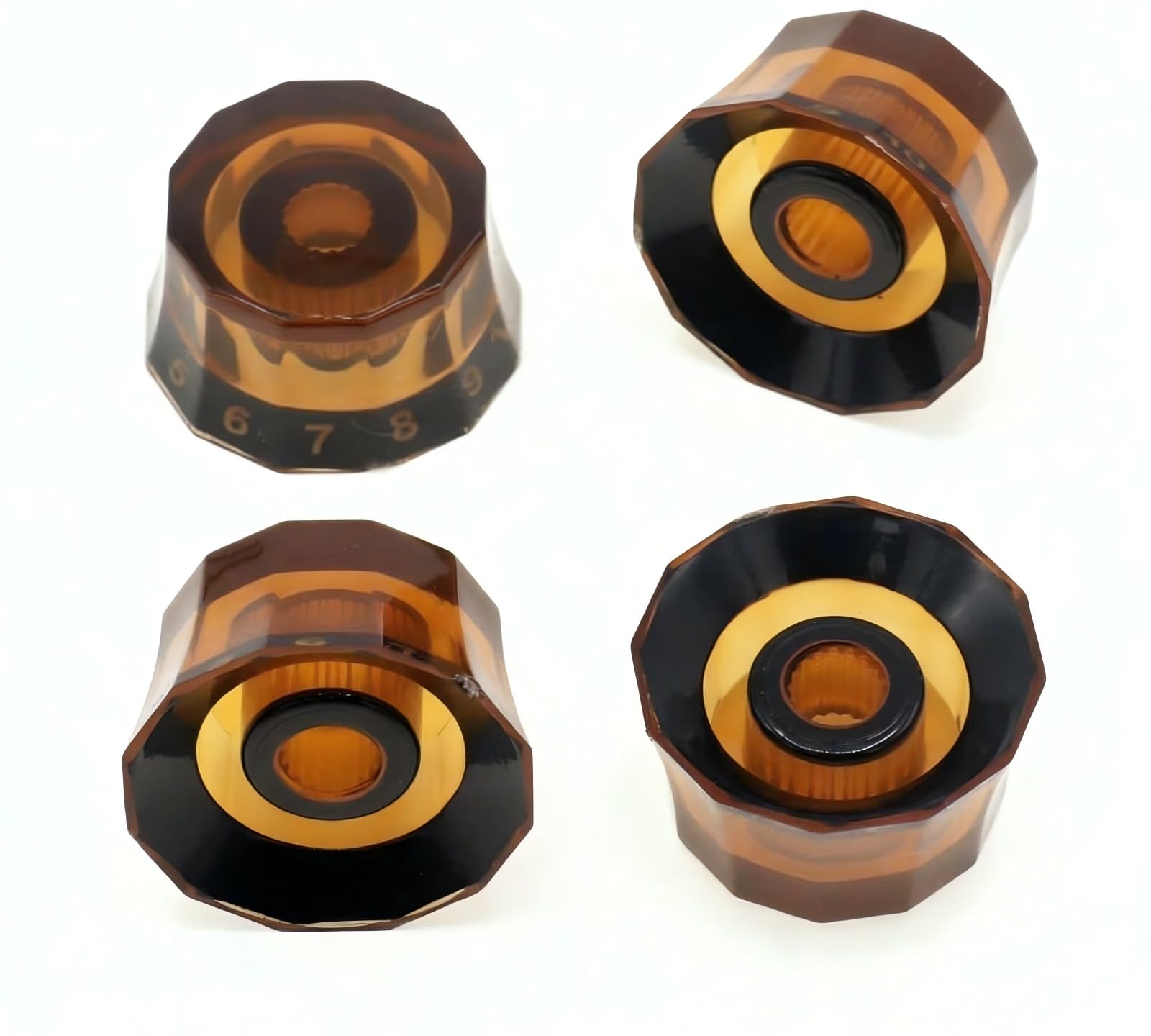 CashBeat 4 Pack Lampshade Guitar Speed Knobs, Clear Brown 18 Spline LP SG