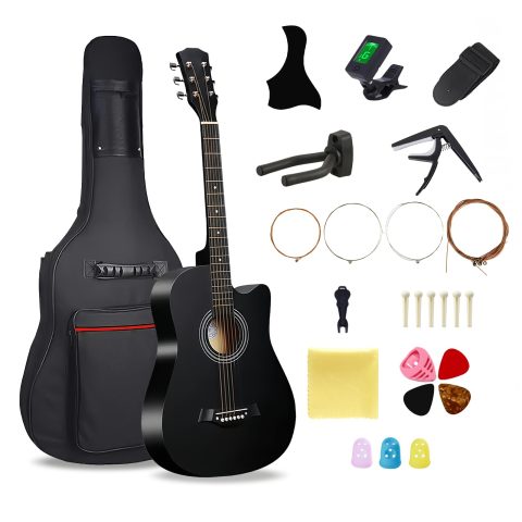 38” Wood Acoustic Guitar for Adults, 6 Steel-String Acoustic Guitar With Guitar Bag and Beginner Kits for Beginner
