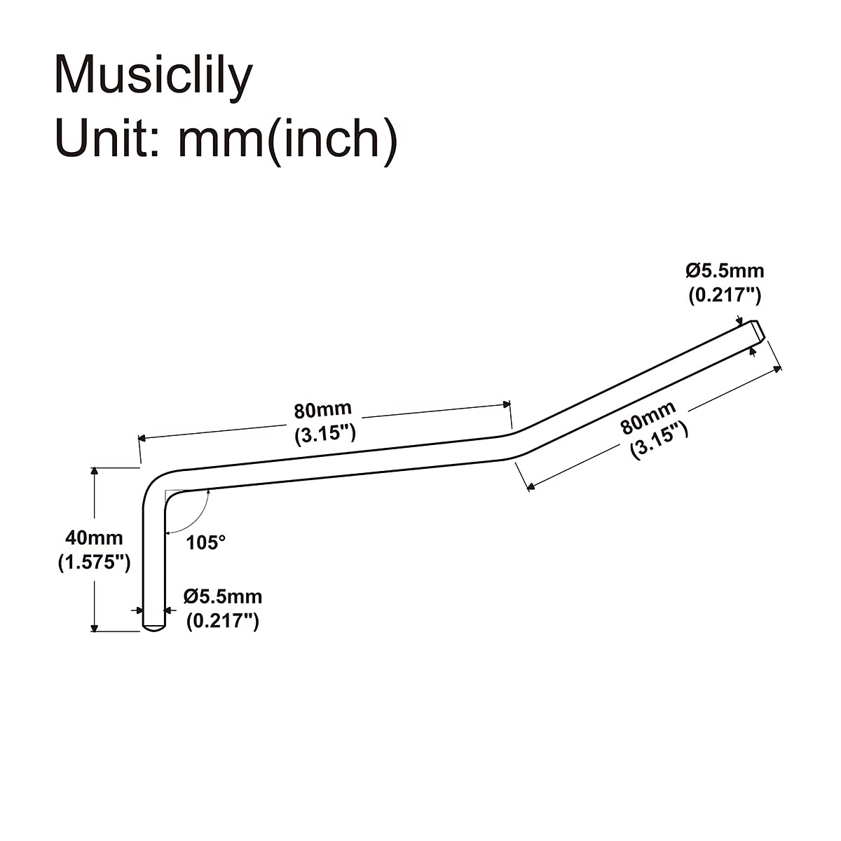 Musiclily Pro 5.5mm Steel Push-in Style Electric Guitar Tremolo Arm, Black