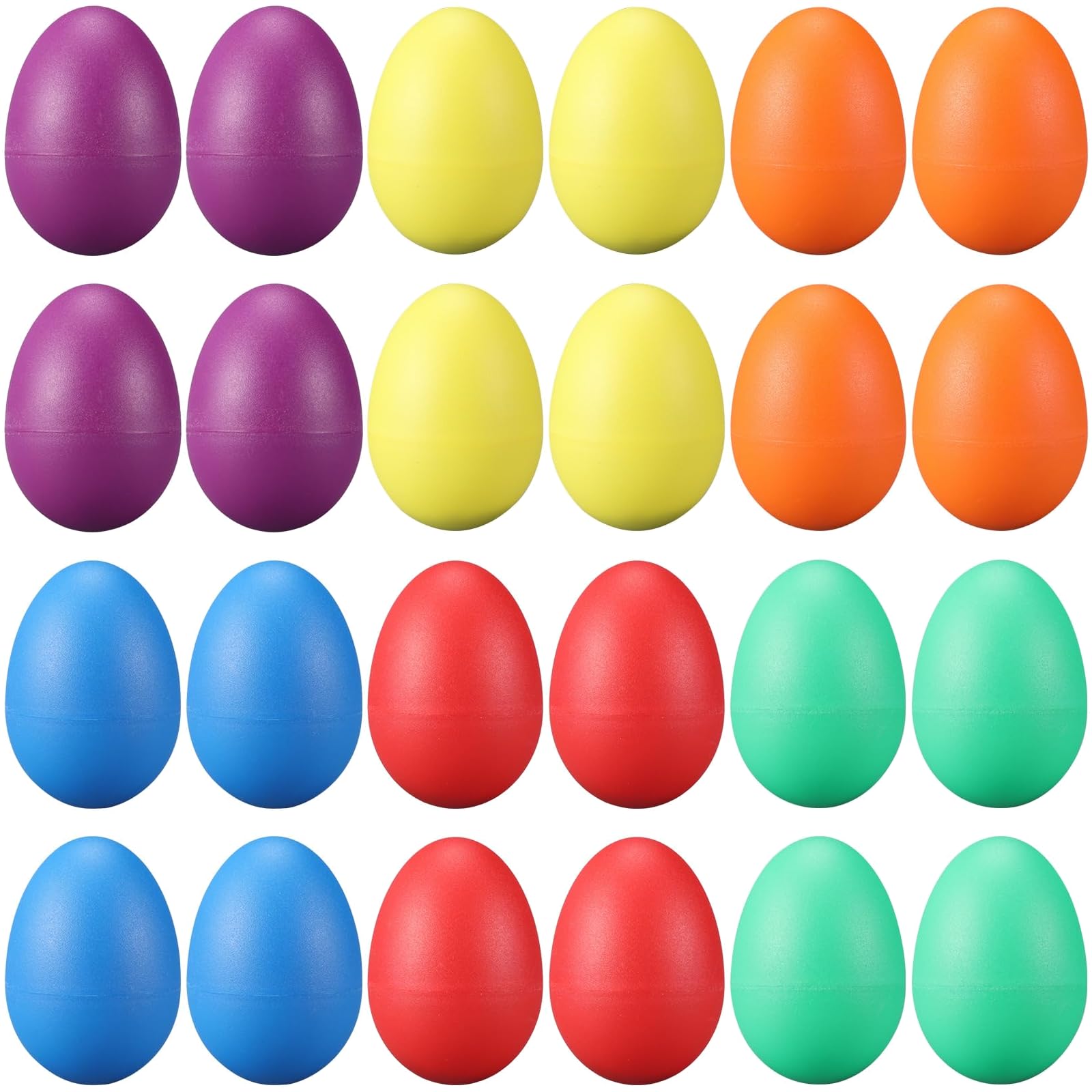 24 Pcs Egg Shakers – Plastic Easter Egg Instruments Percussion Maracas Egg for Learning DIY Painting (Colors)
