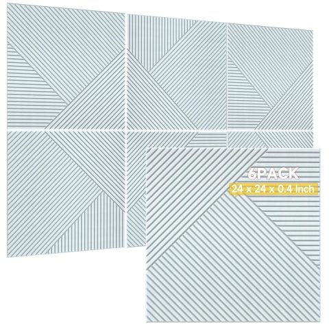 TO-TH Acoustic Wall Panels Peel and Stick Sound Proofing Panel 6Pack, White